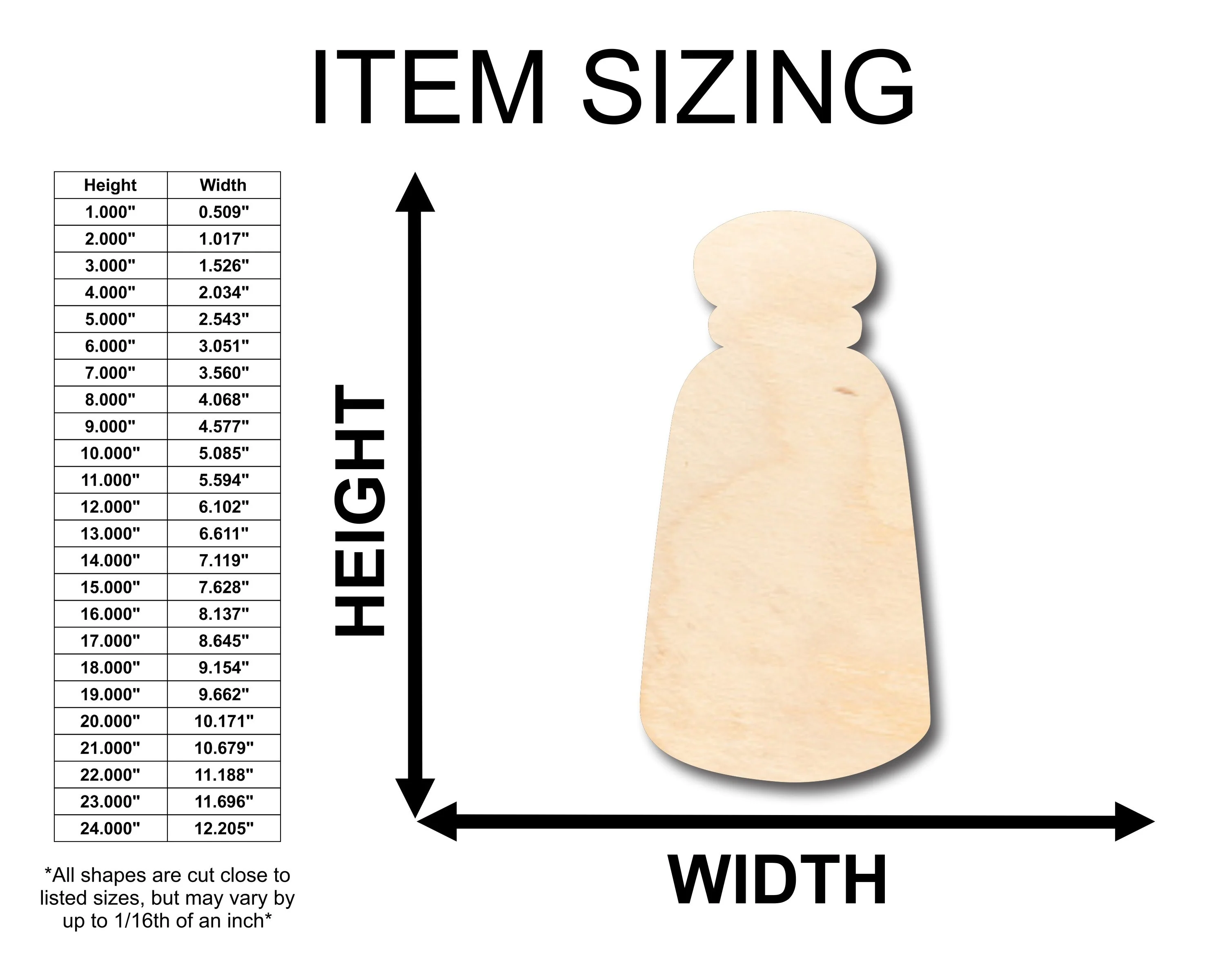 Unfinished Wood Salt Pepper Shaker Shape - Craft - up to 46" DIY - Image 2