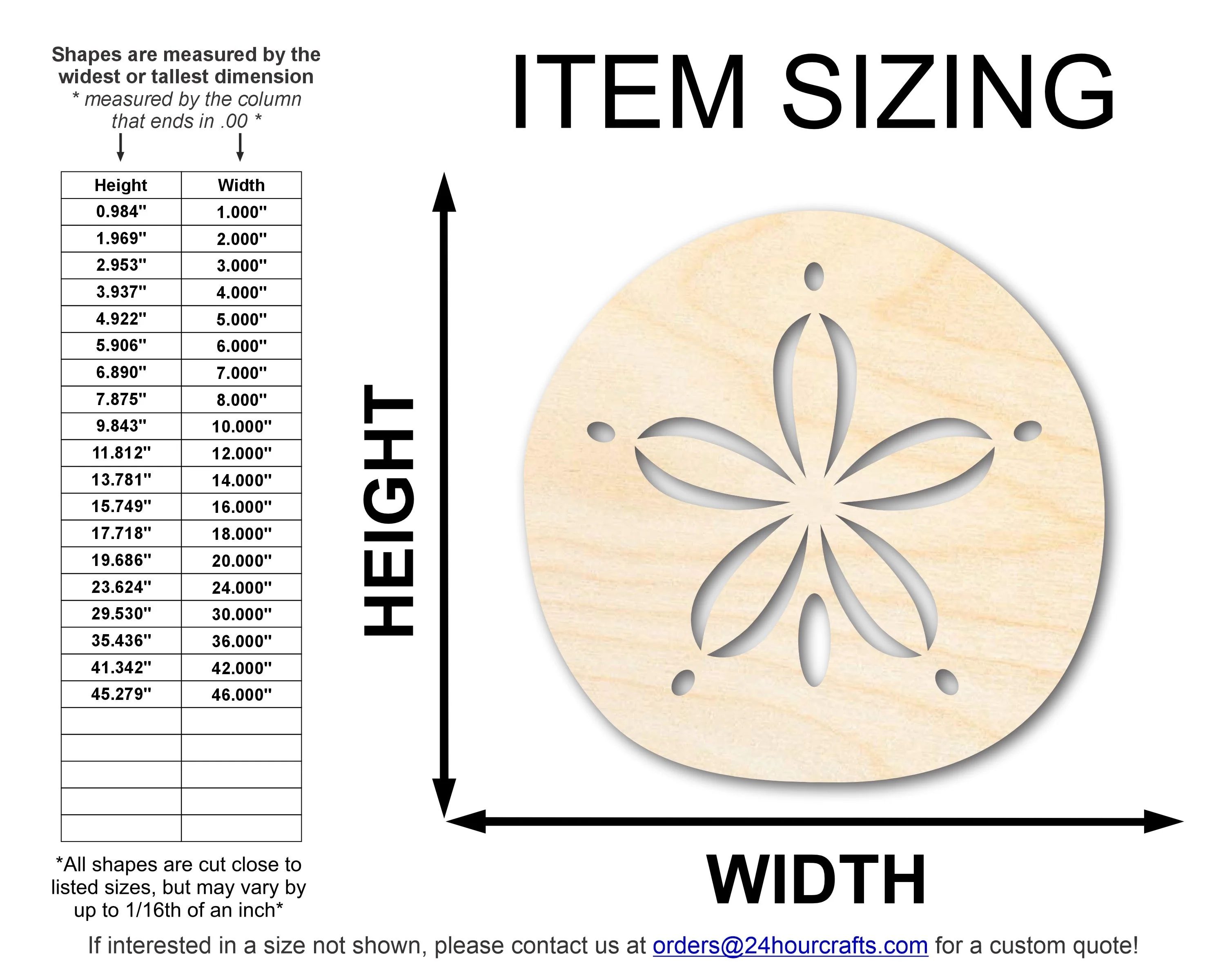 Unfinished Wood Sand Dollar Shape | JGrondz | DIY Craft Cutout | up to 46" DIY - Image 2
