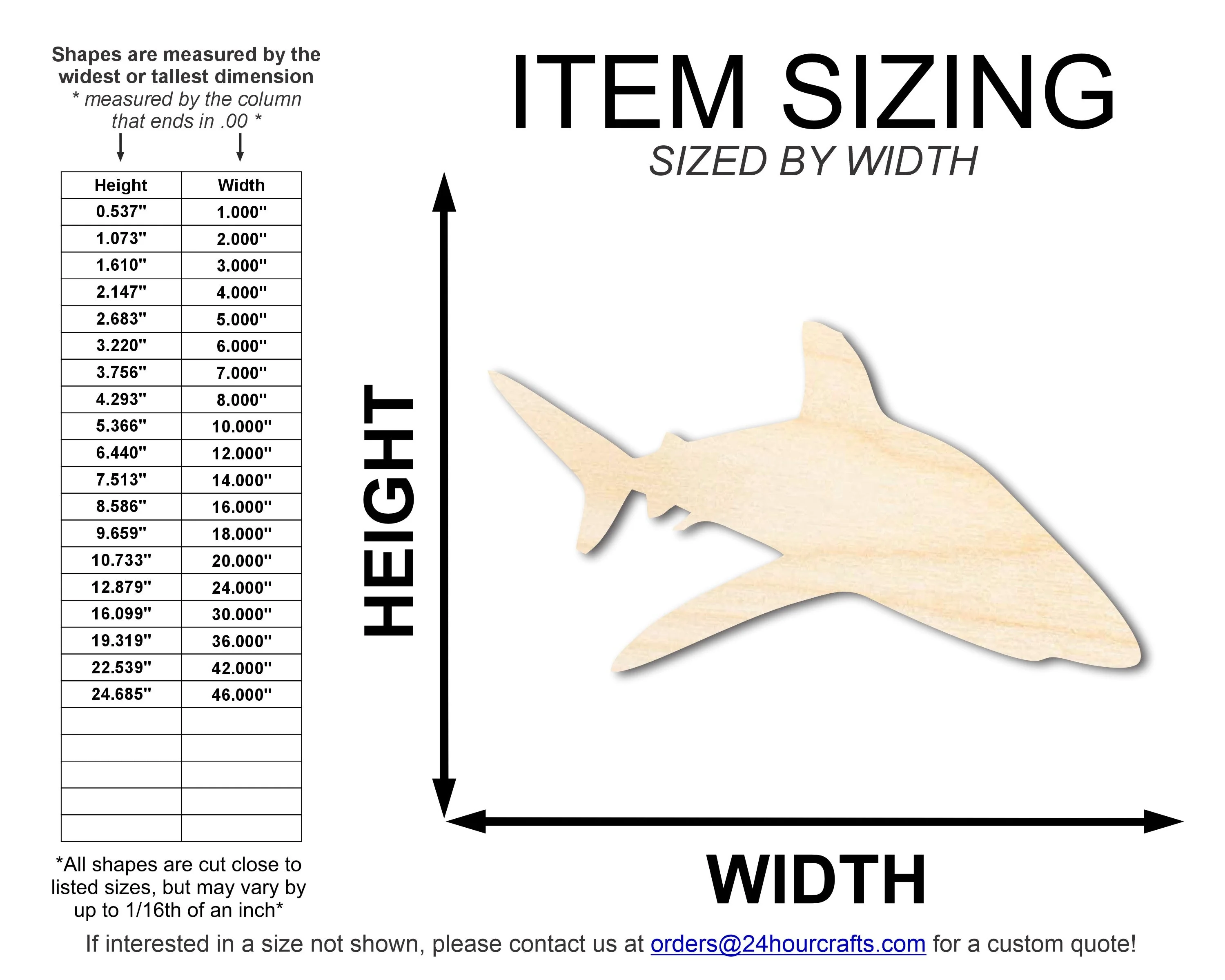 Unfinished Wood Sand Tiger Shark Shape | DIY Craft Cutout | up to 46" DIY - Image 2