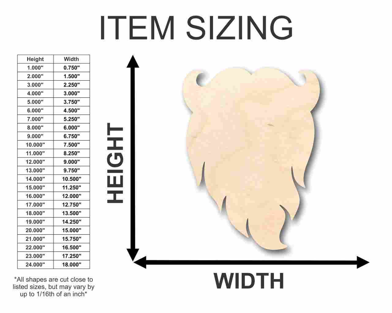 Unfinished Wood Santa Claus Beard Shape - Christmas - Ornament - Craft - up to 46" DIY - Image 2
