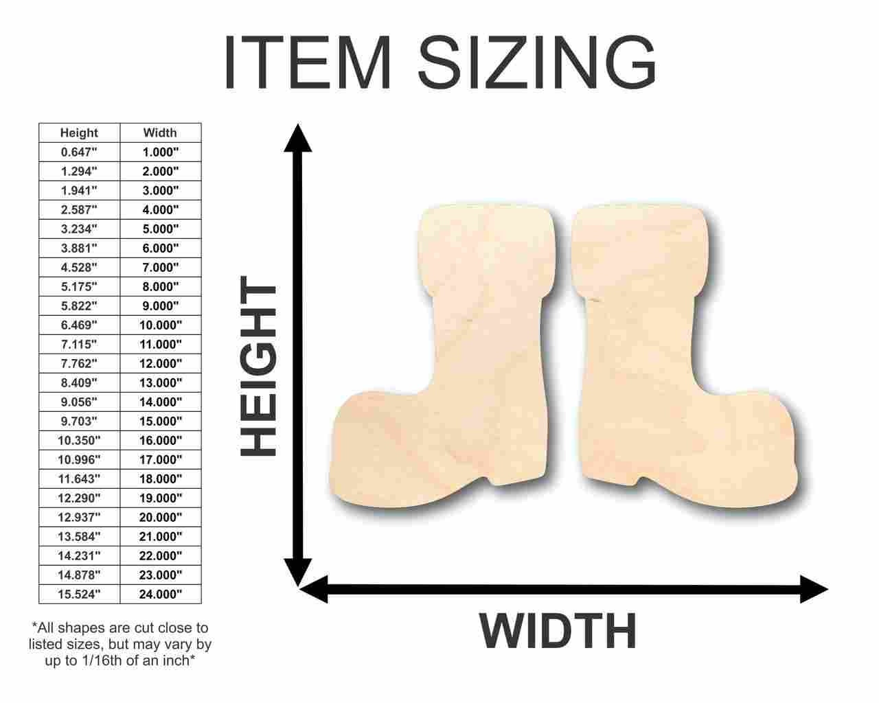 Unfinished Wood Santa Claus Boots Shape - Christmas - Ornament - Craft - up to 46" DIY - Image 2