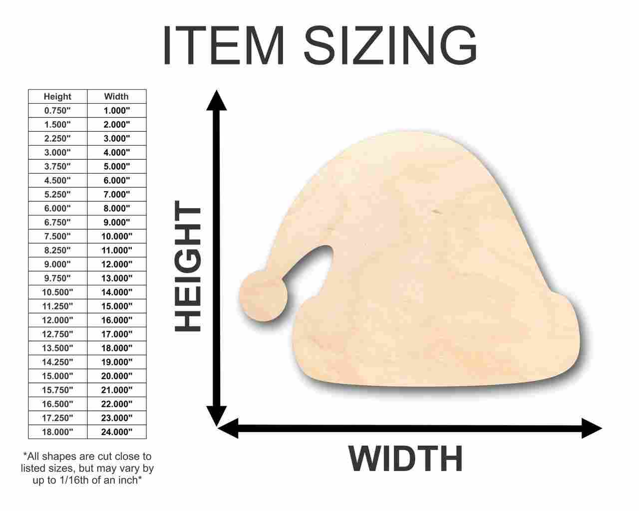 Unfinished Wood Santa Claus Hat Shape - Christmas - Ornament - Craft - up to 46" DIY - Image 2