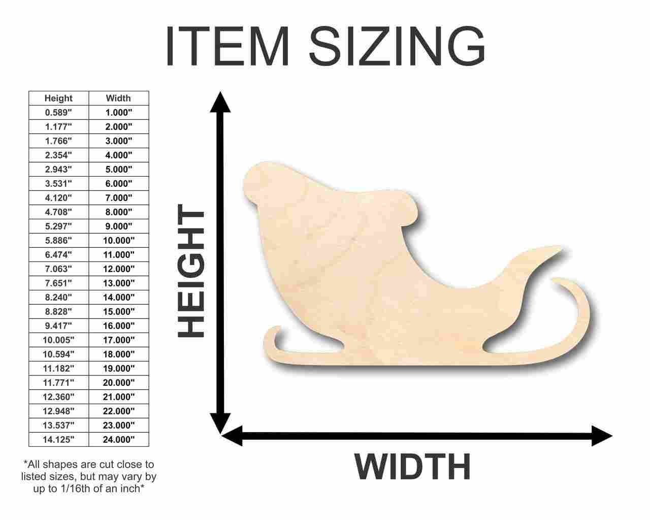 Unfinished Wood Santa Claus Sleigh Shape - Christmas - Ornament - Craft - up to 46" DIY - Image 2
