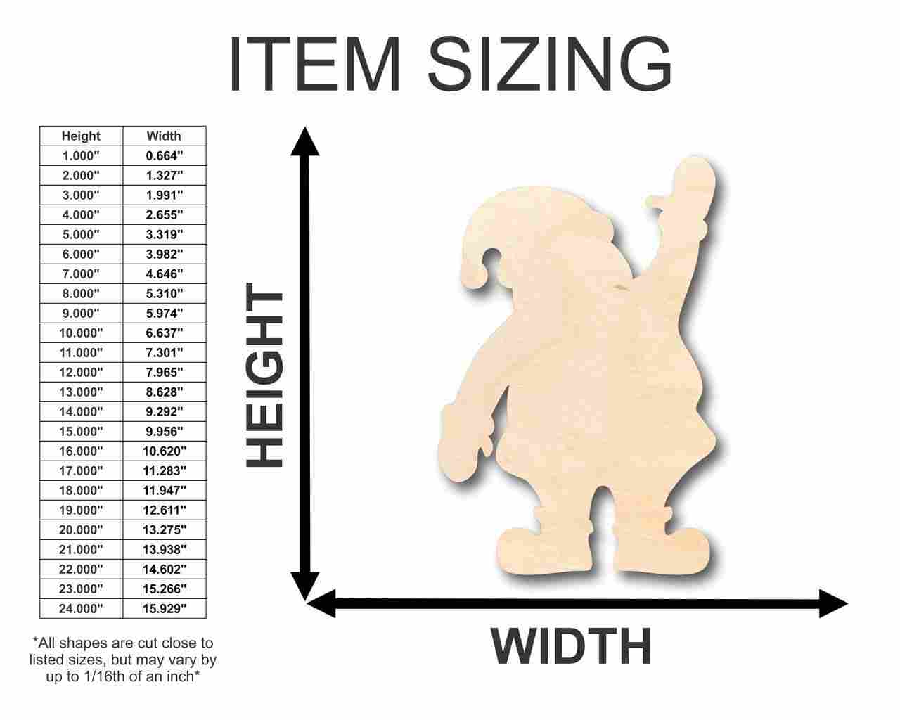 Unfinished Wood Santa Claus Wave Shape - Christmas - Ornament - Craft - up to 46" DIY - Image 2