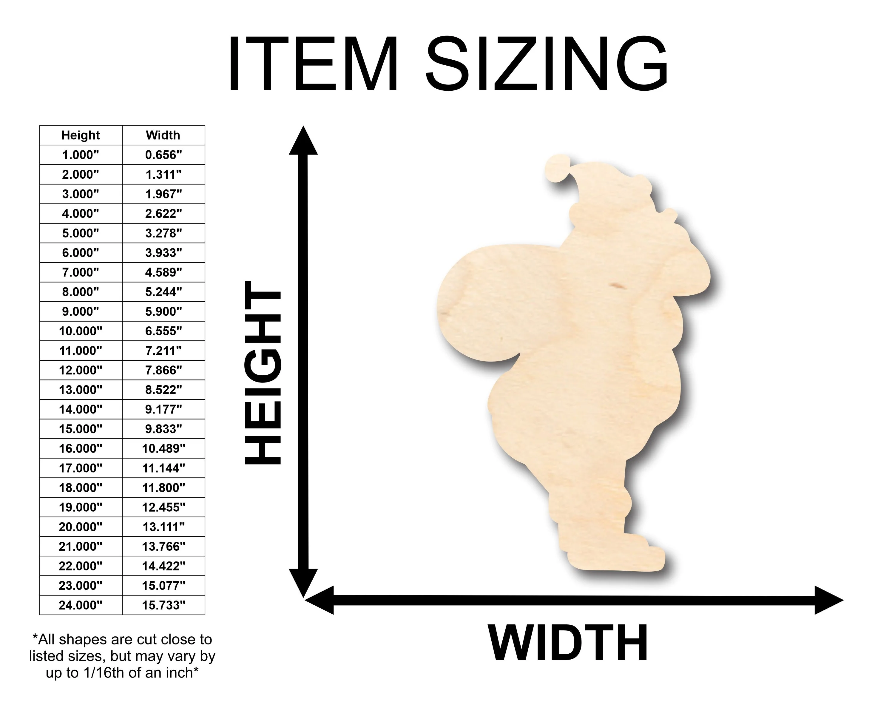 Unfinished Wood Santa Clause Shape - Craft - up to 46" DIY - Image 2