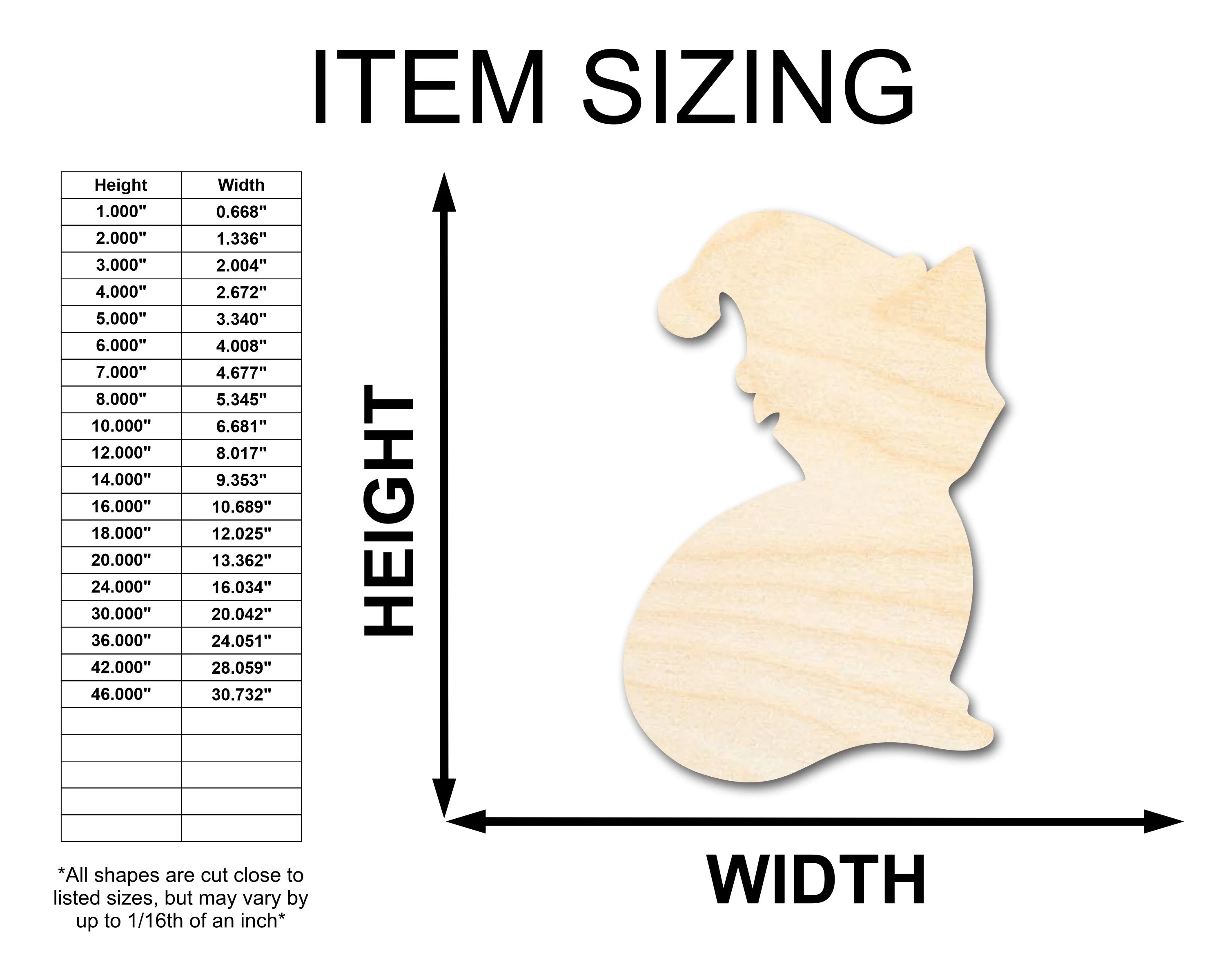 Unfinished Wood Santa Hat Cat Shape | DIY Christmas Craft Cutout | up to 46" DIY - Image 2