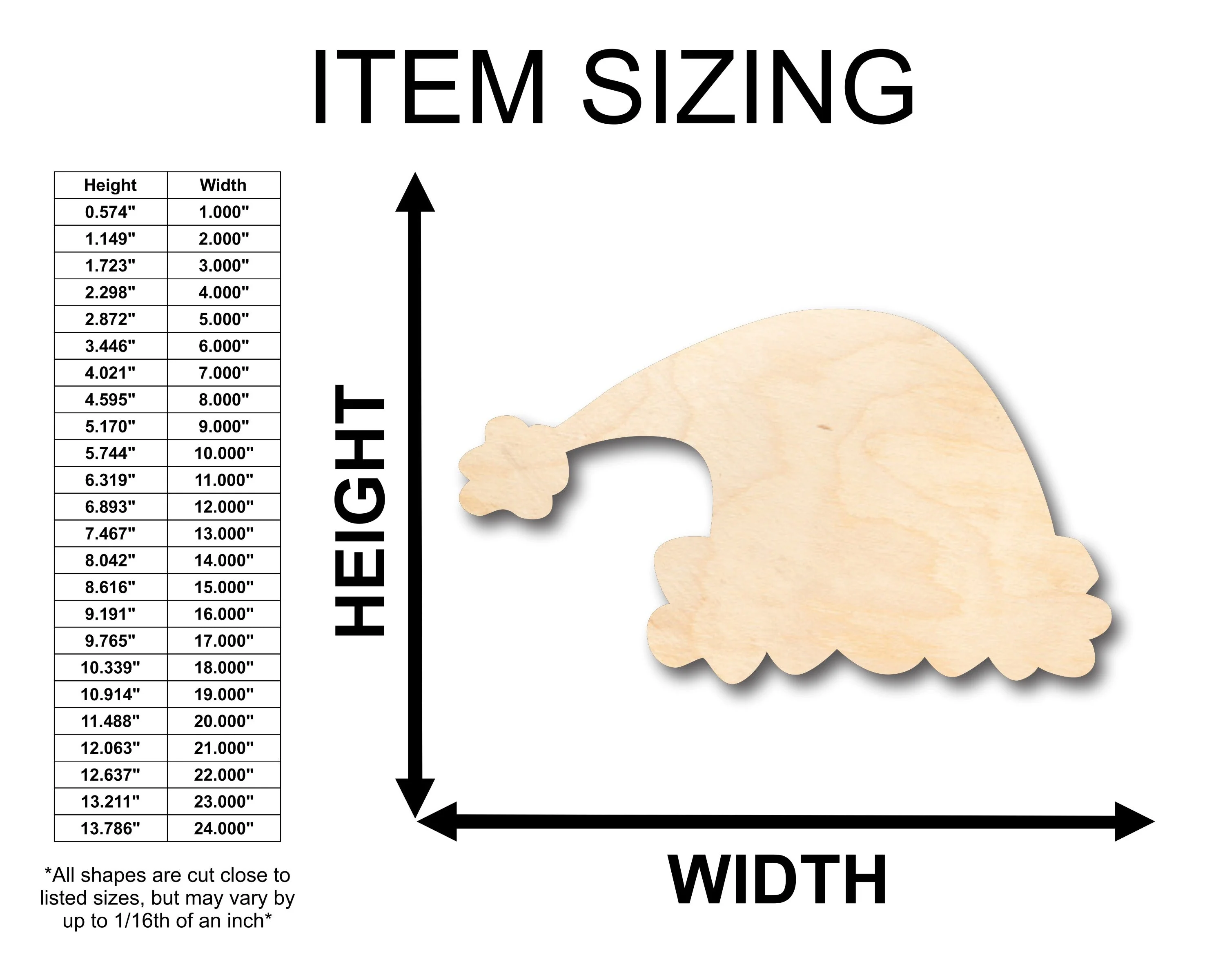 Unfinished Wood Santa Hat Shape - Christmas - Craft - up to 46" DIY - Image 2