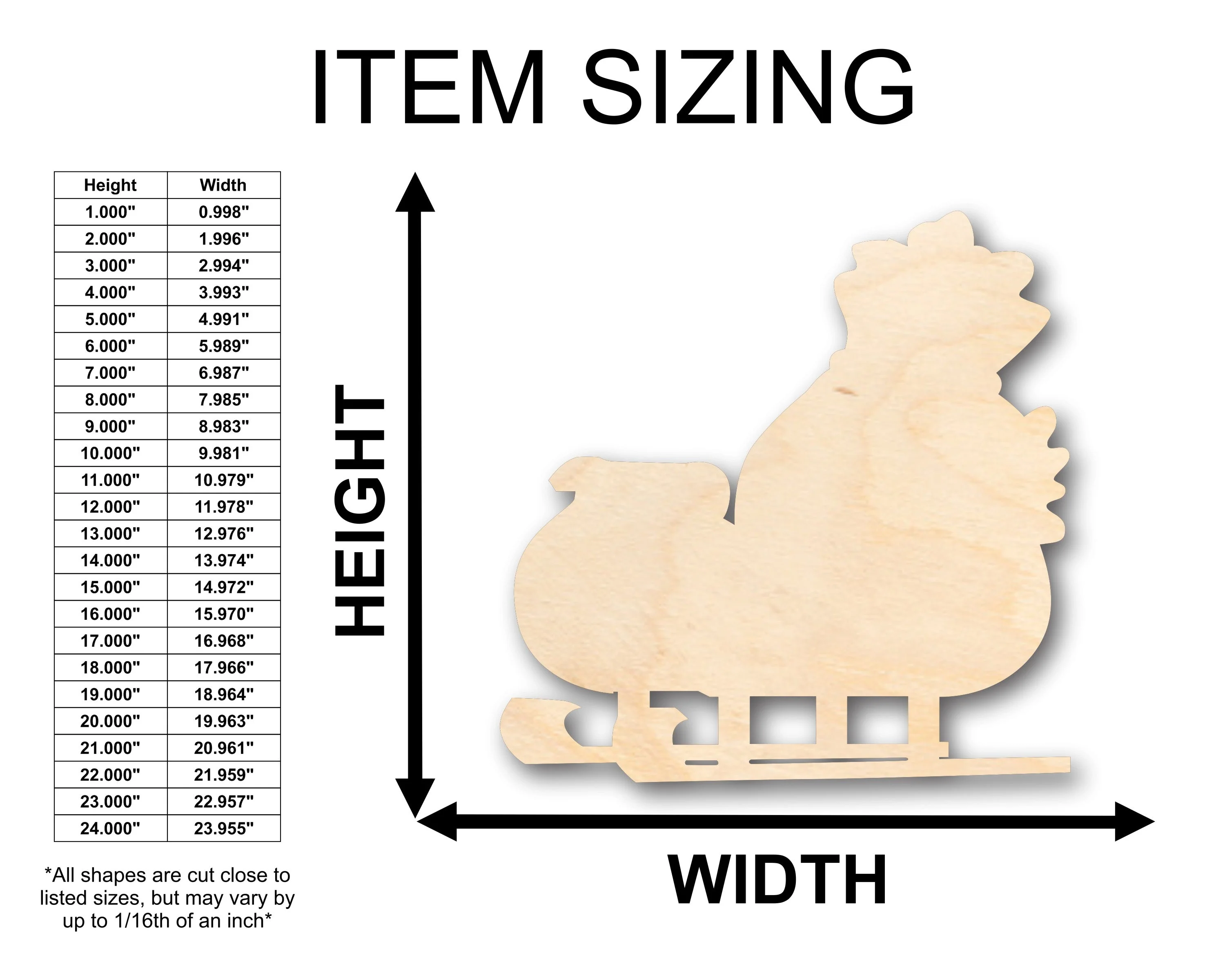 Unfinished Wood Santa Sleigh Shape - Christmas - Craft - up to 46" DIY - Image 2