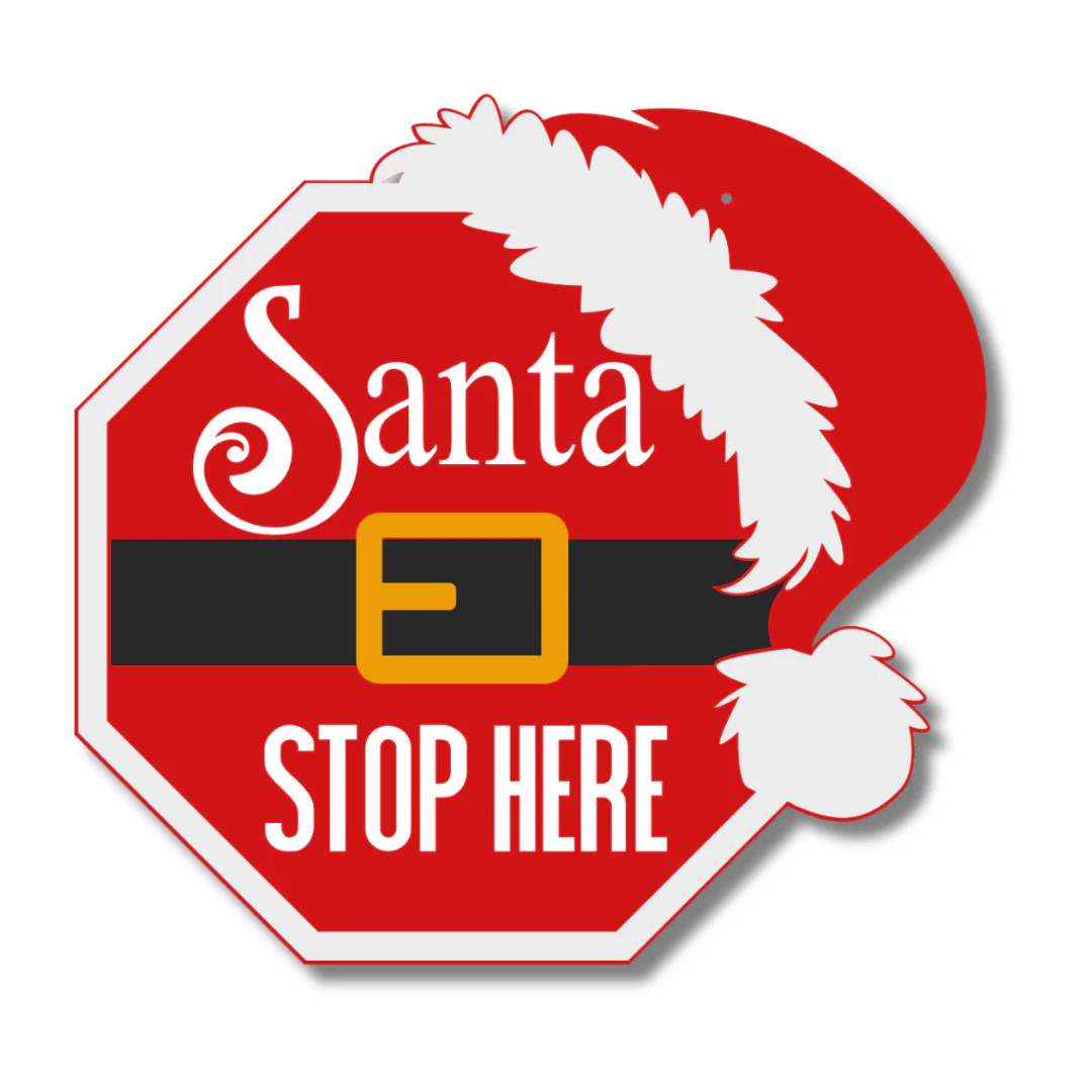 Unfinished Wood Santa Stop Here Door Sign Kit | Wood Craft Cutouts | 1/4" Thick | - Image 2