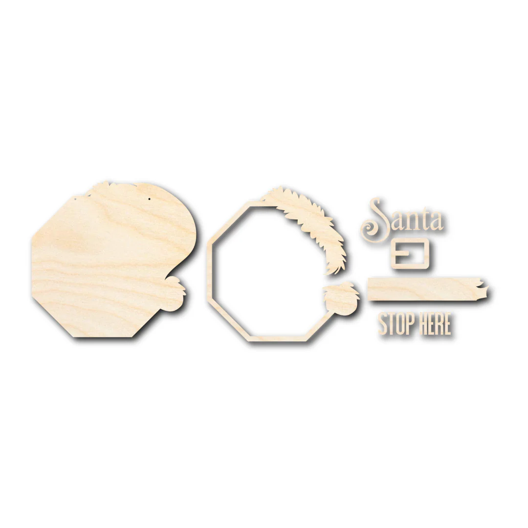 Unfinished Wood Santa Stop Here Door Sign Kit | Wood Craft Cutouts | 1/4" Thick | - Image 3