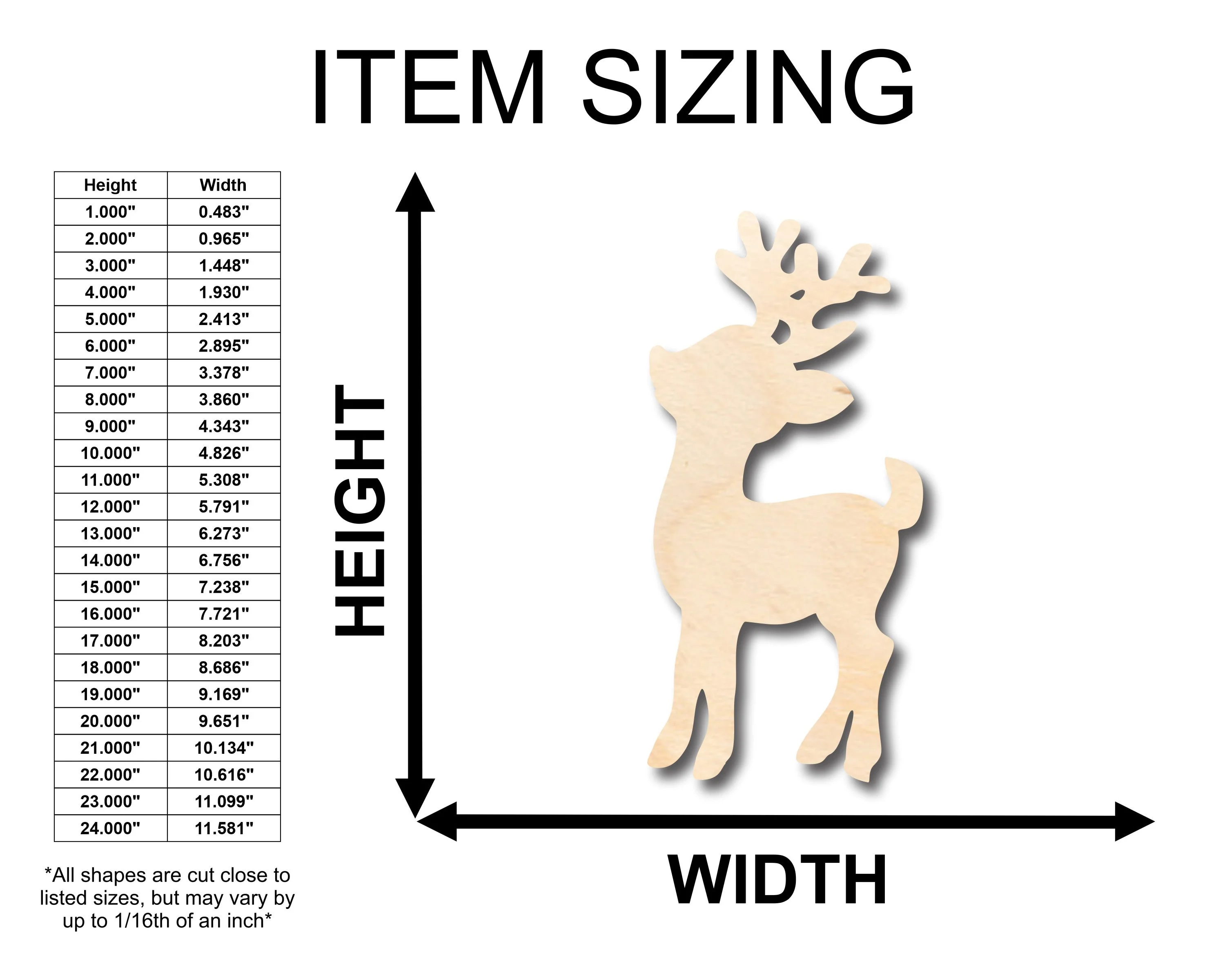 Unfinished Wood Santa's Reindeer Shape - Craft - up to 46" DIY - Image 2