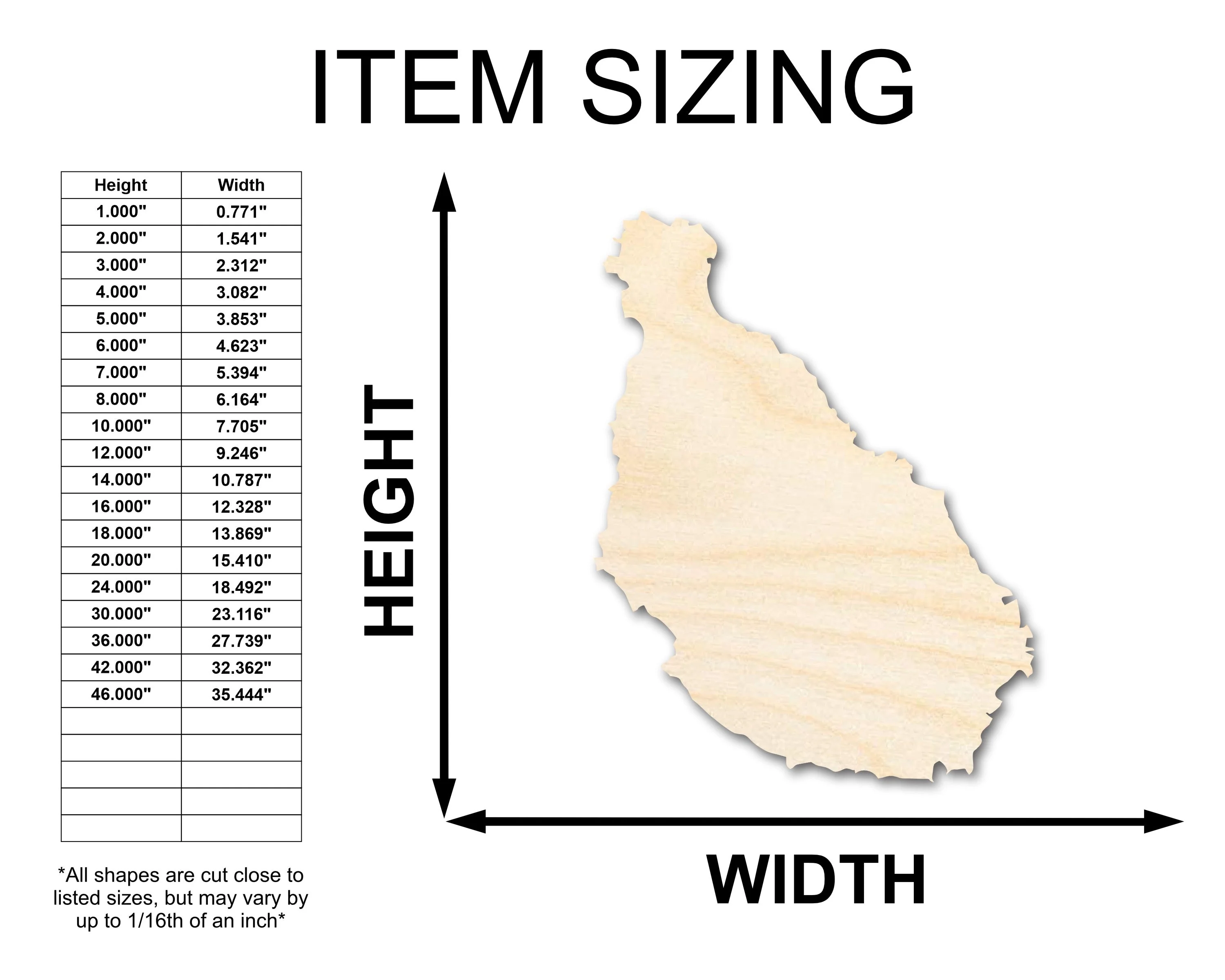 Unfinished Wood Santiago Island Shape - Cabo Verde Craft - up to 46" DIY - Image 2