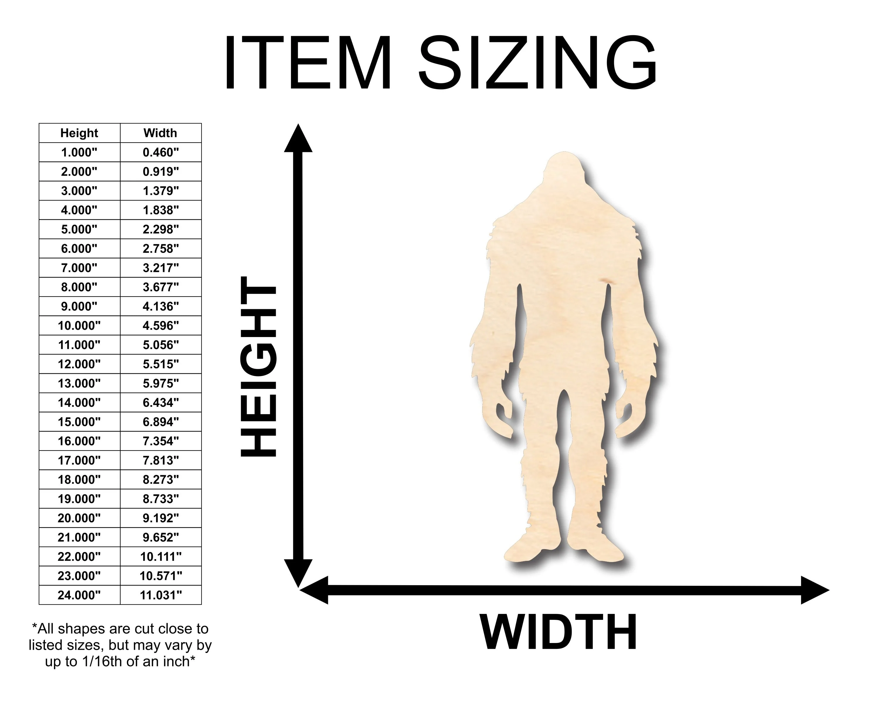 Unfinished Wood Sasquatch Bigfoot Shape - Craft - up to 46" DIY - Image 2