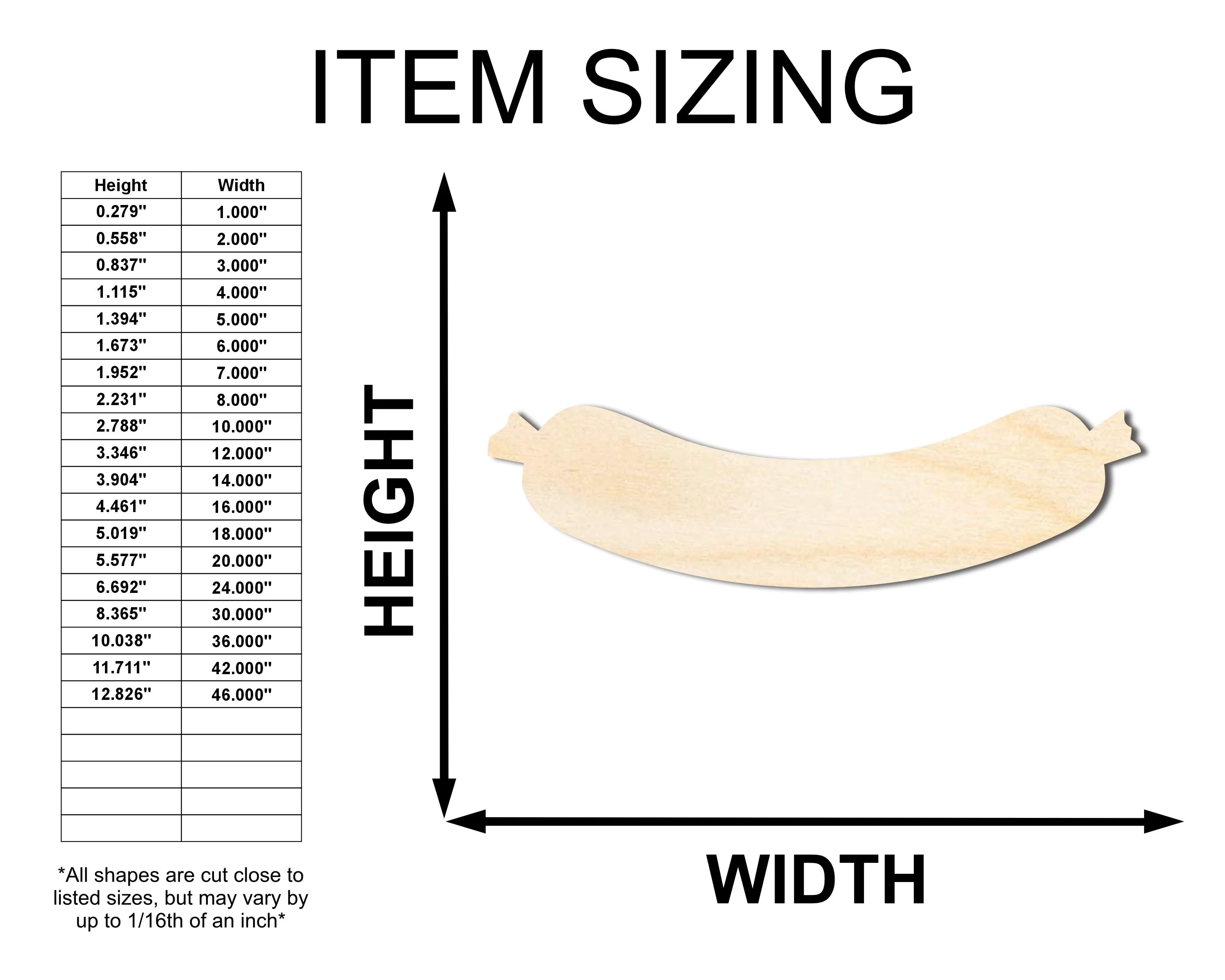 Unfinished Wood Sausage Shape | Craft Cutout | up to 46" DIY - Image 2