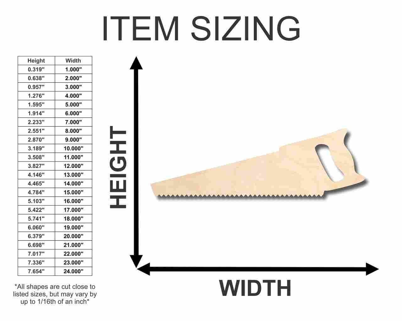 Unfinished Wood Saw Shape - Construction - Tool - Craft - up to 46" DIY - Image 2