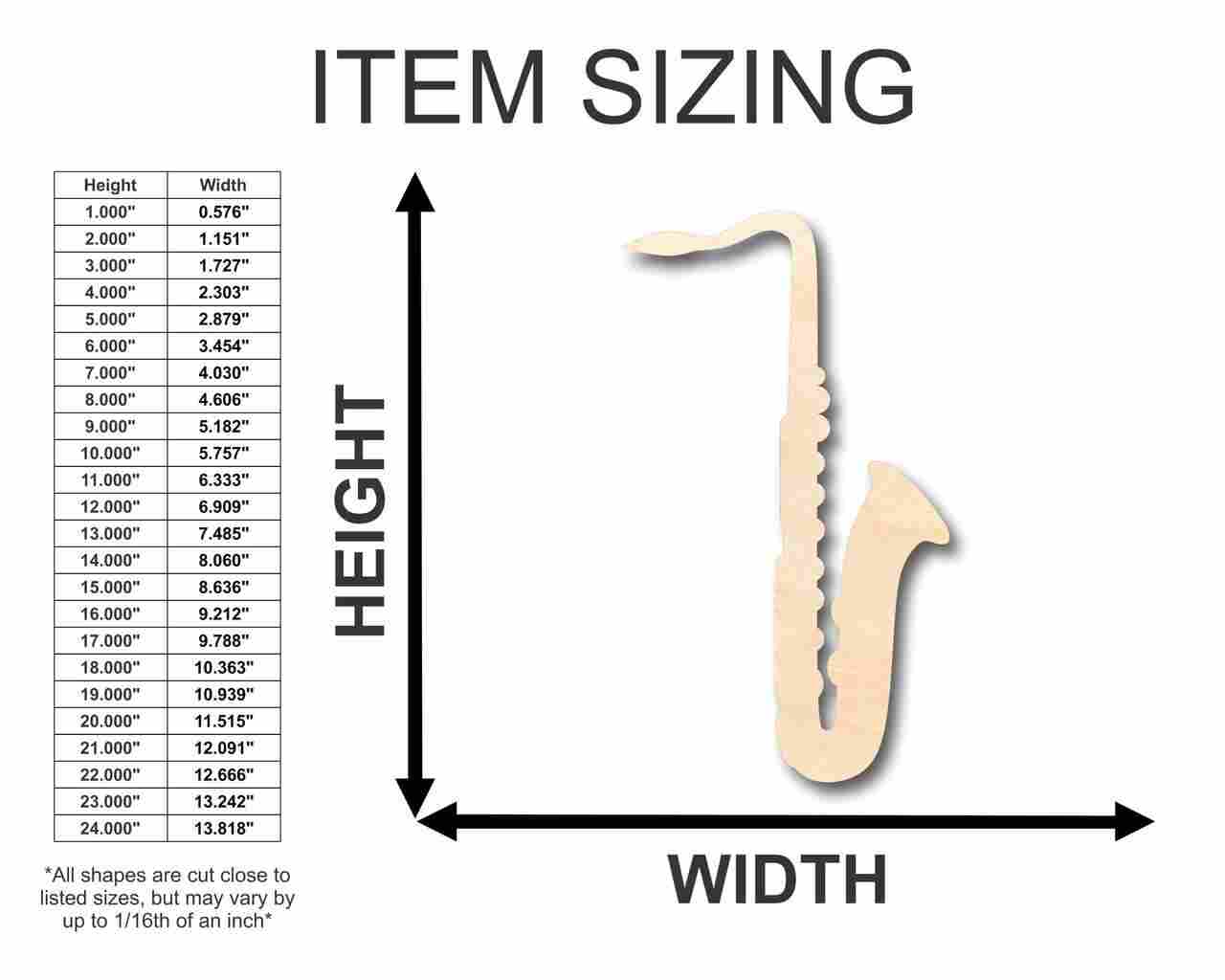 Unfinished Wood Saxophone Shape - Music - Craft - up to 46" DIY - Image 2