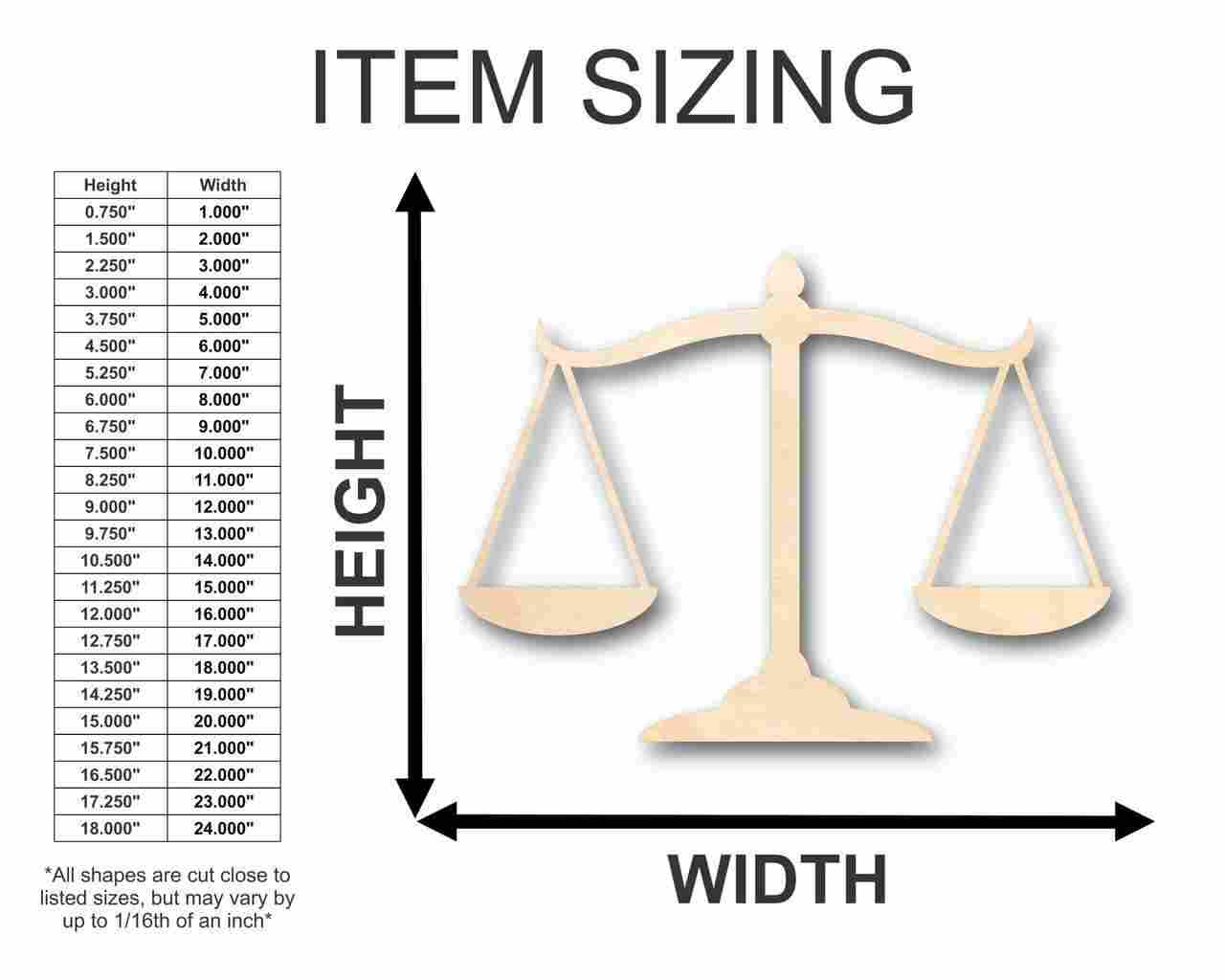 Unfinished Wood Scales of Justice Shape - Law - Courthouse - Craft - up to 46" DIY - Image 2