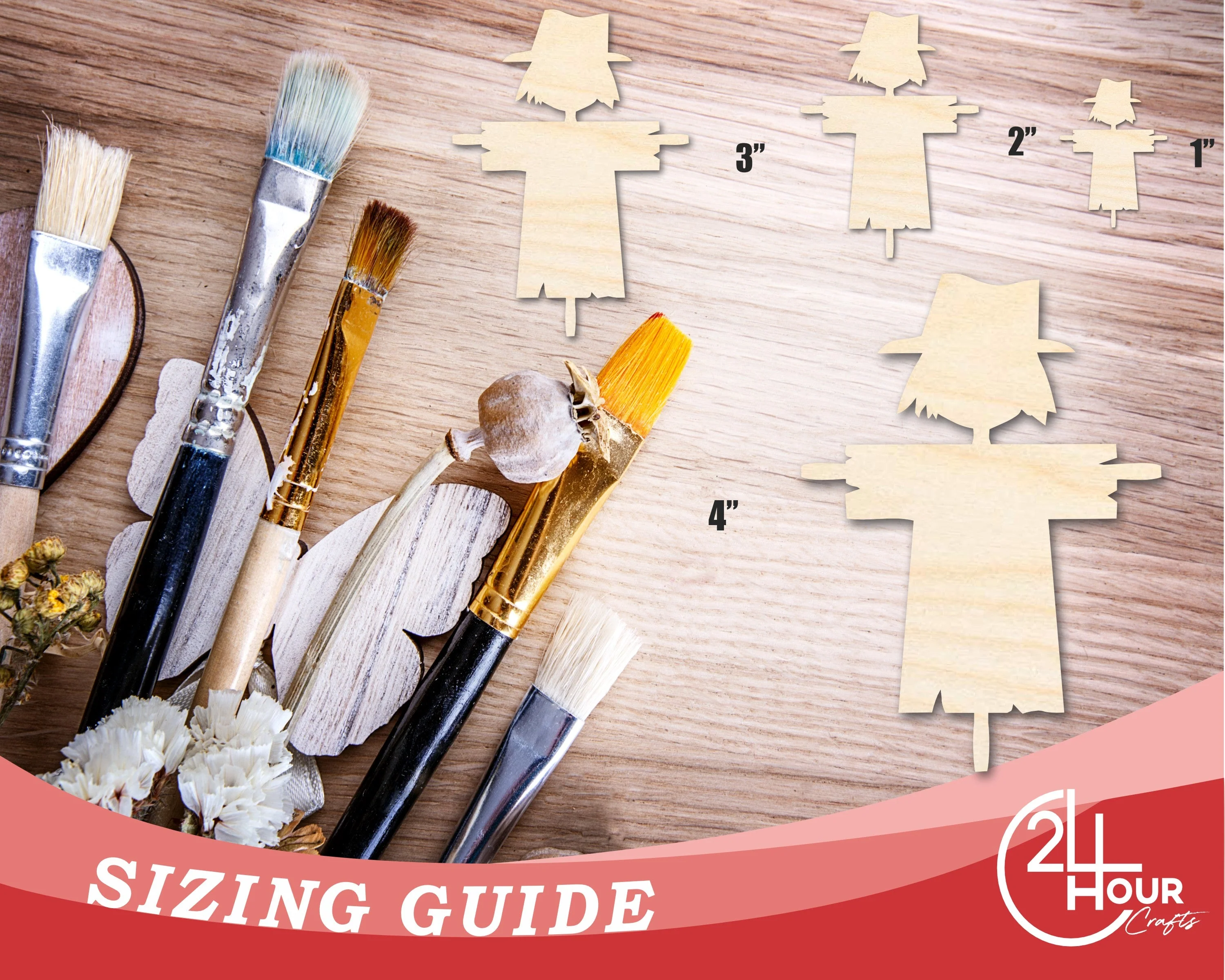 Unfinished Wood Scarecrow Shape | DIY Fall Harvest Craft Cutout | up to 46" DIY - Image 3