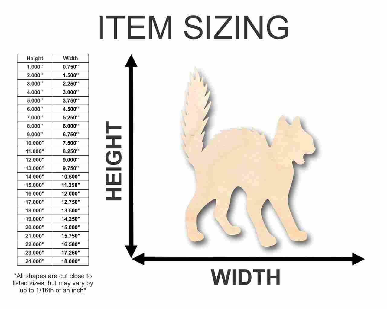 Unfinished Wood Scary Cat Shape - Halloween - Craft - up to 46" DIY - Image 2