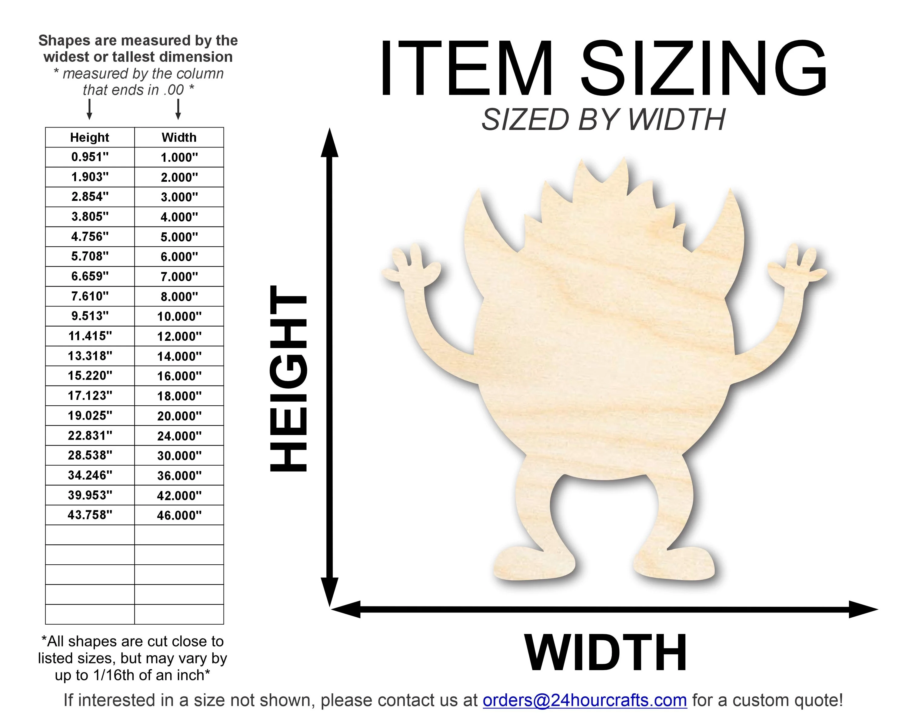 Unfinished Wood Scary Monster Shape | DIY Craft Cutout | up to 46" DIY - Image 2
