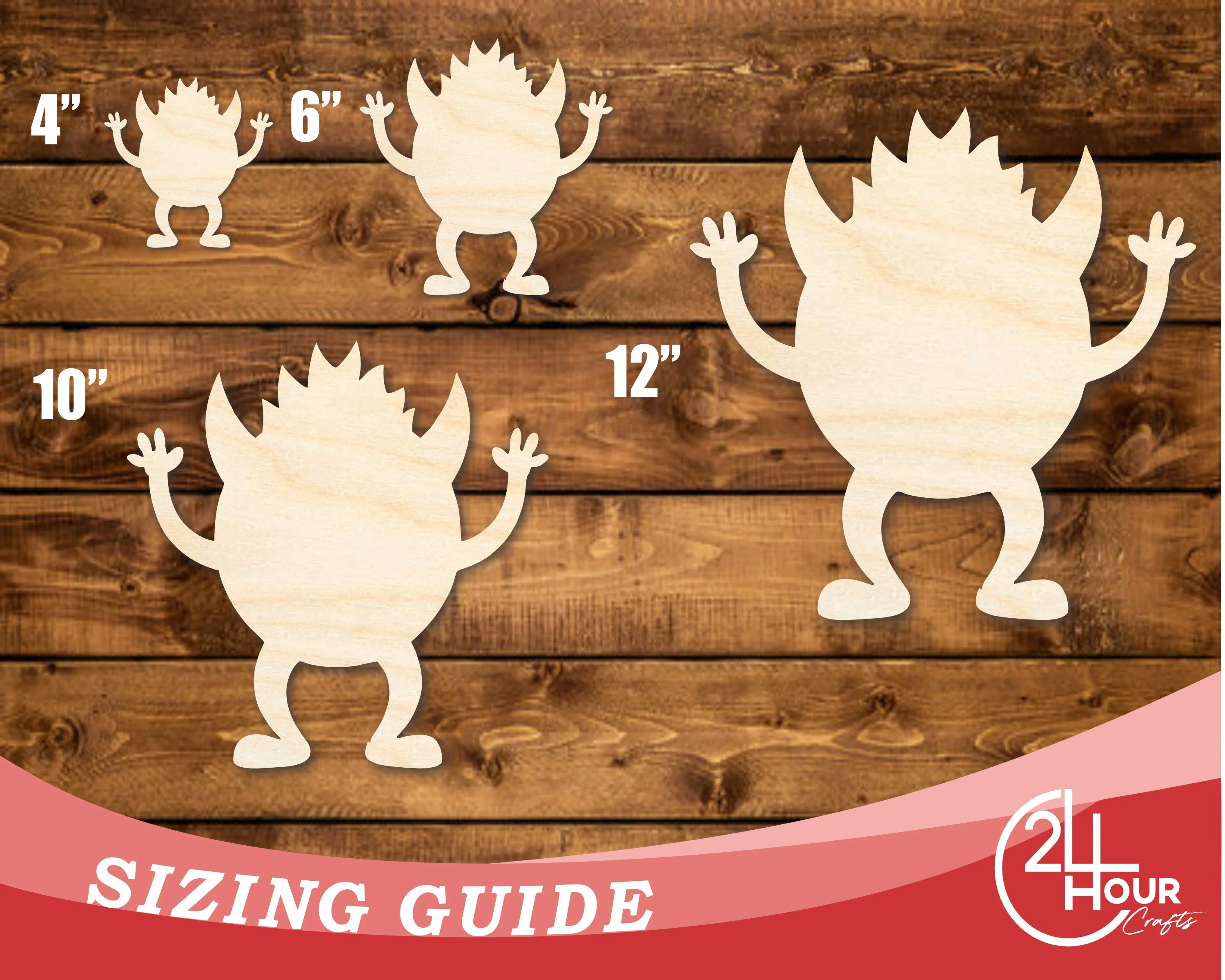 Unfinished Wood Scary Monster Shape | DIY Craft Cutout | up to 46" DIY - Image 3
