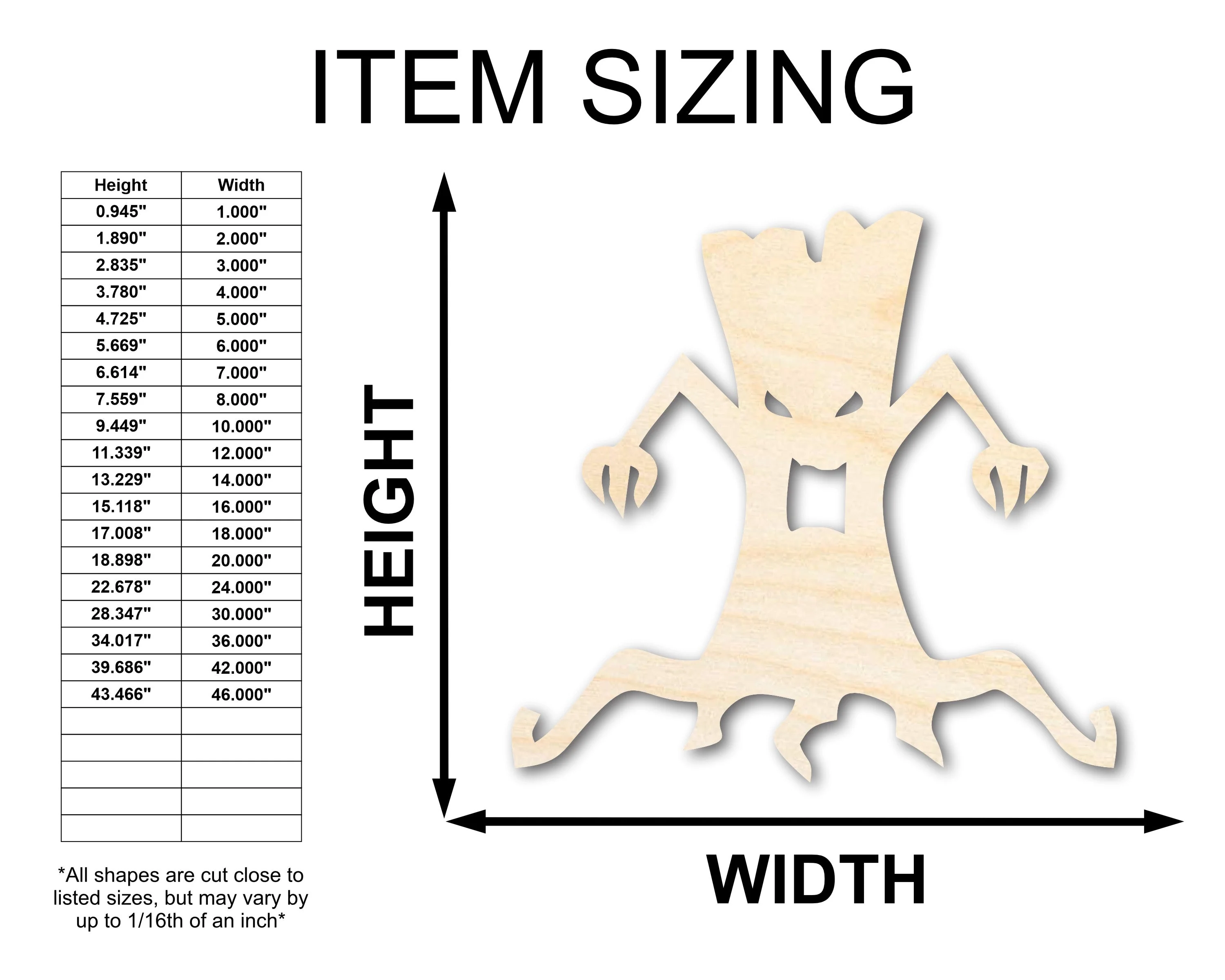 Unfinished Wood Scary Tree Shape - Craft - up to 46" - Image 2