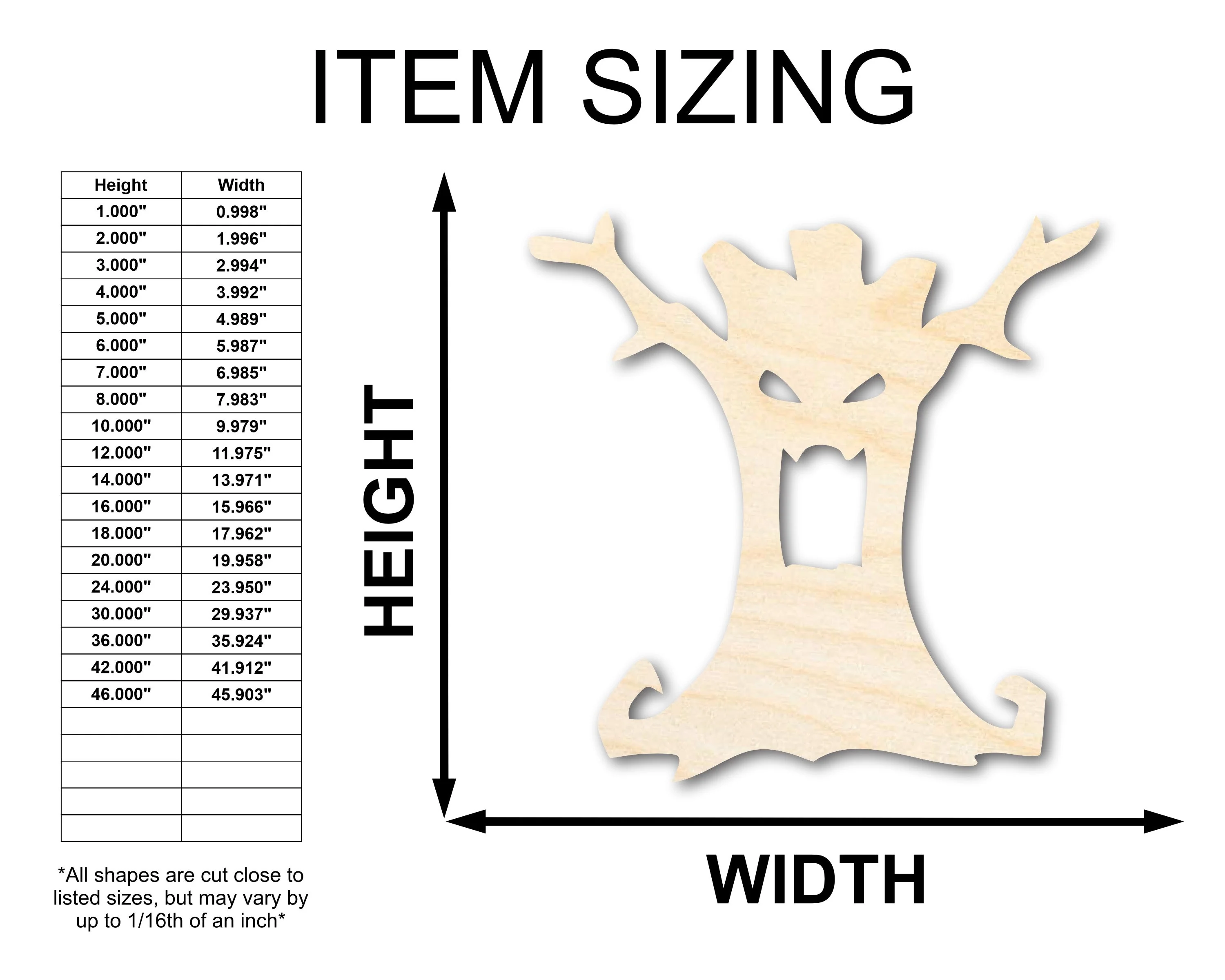 Unfinished Wood Scary Tree Shape - Craft - up to 46" - Image 2