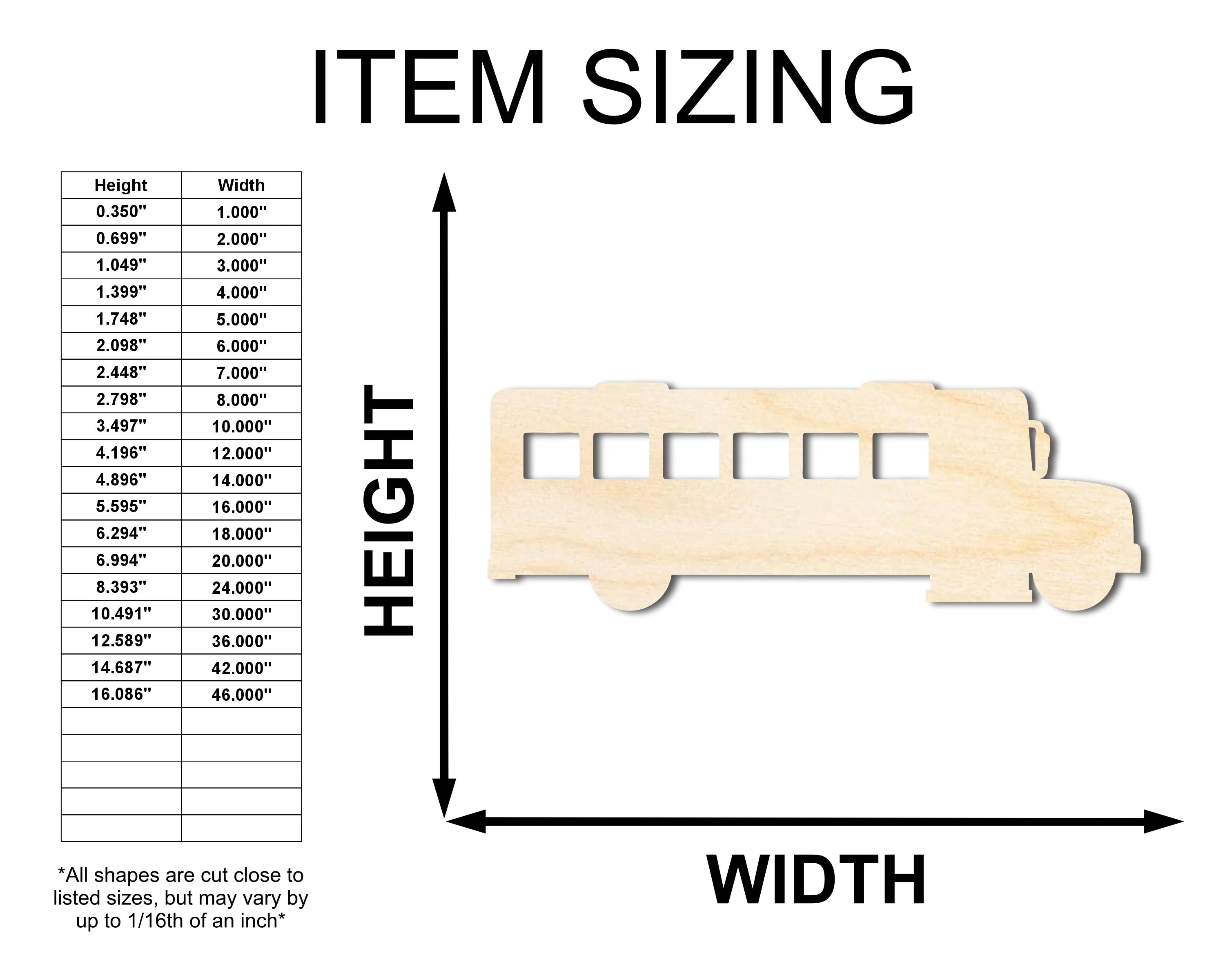 Unfinished Wood School Bus Shape | Back to School | Kids Crafts | Craft Cutout | up to 46" DIY - Image 2