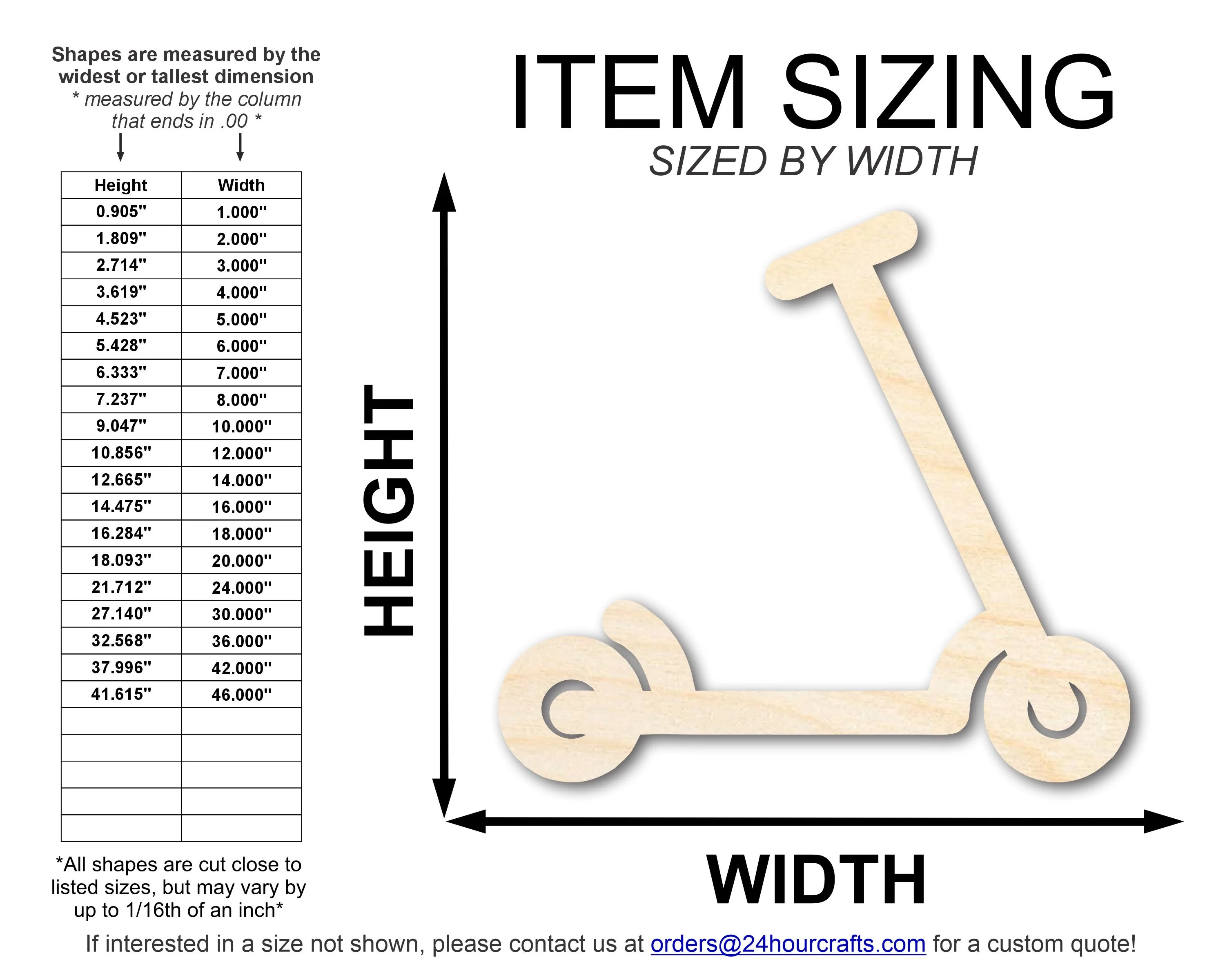 Unfinished Wood Scooter Shape | DIY Craft Cutout | up to 46" DIY - Image 2