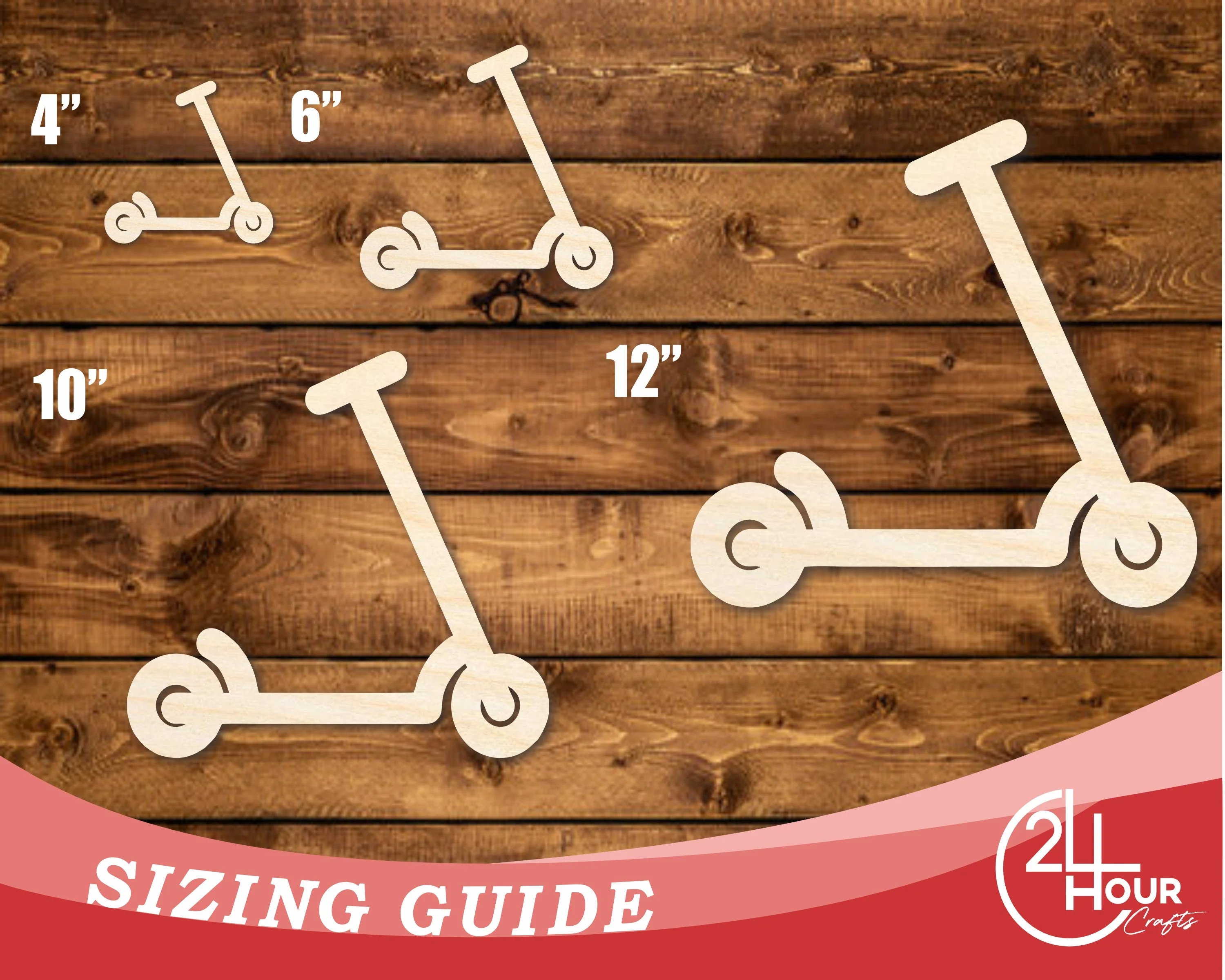 Unfinished Wood Scooter Shape | DIY Craft Cutout | up to 46" DIY - Image 3