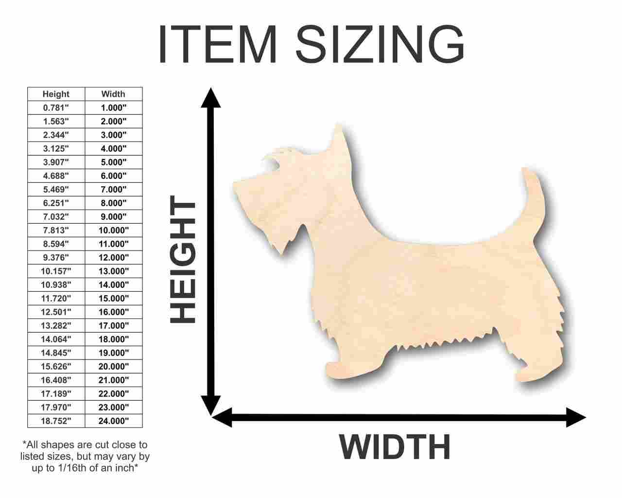 Unfinished Wood Scottie Dog Shape - Animal - Pet - Craft - up to 46" DIY - Image 2