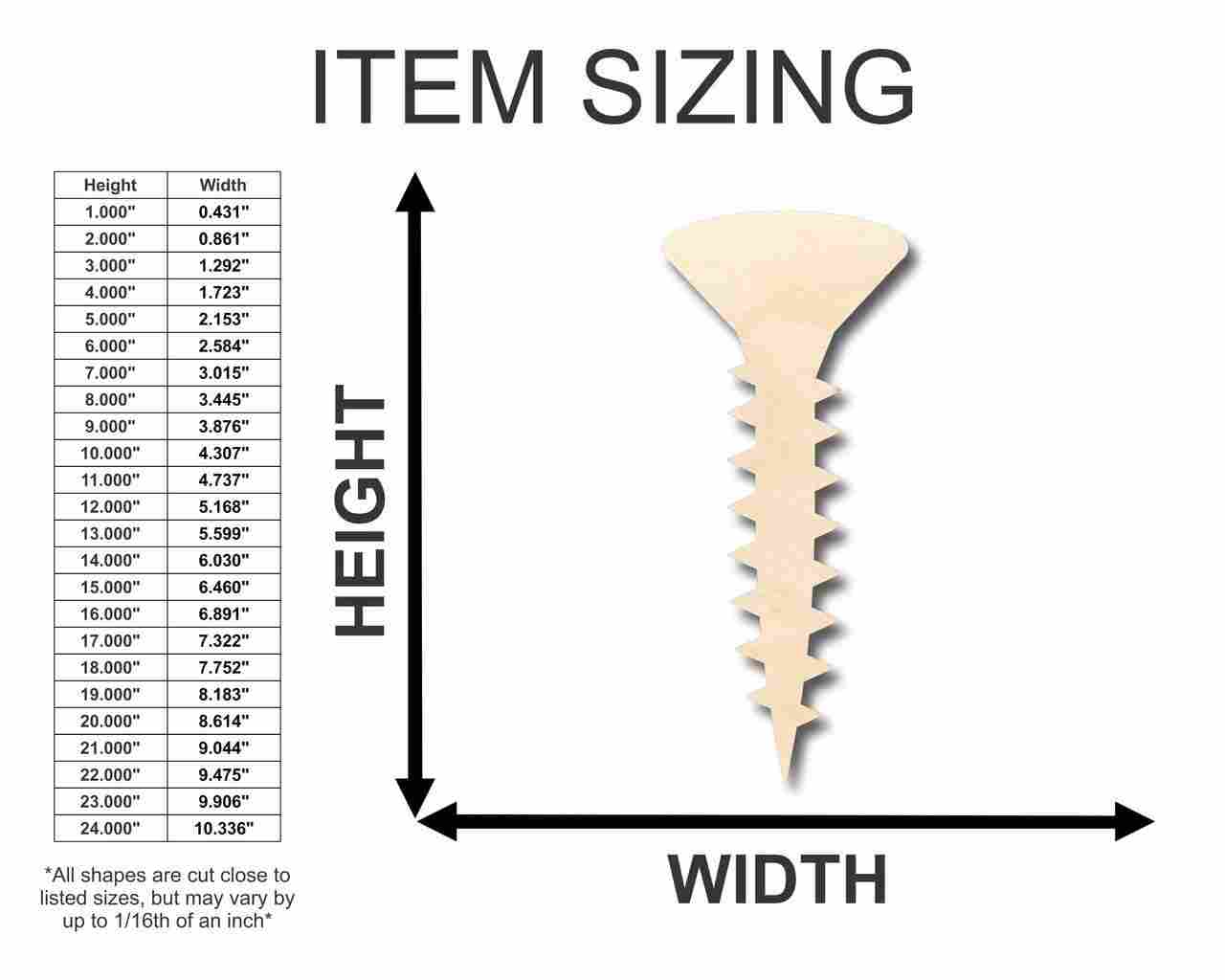 Unfinished Wood Screw Shape - Tool - Craft - up to 46" DIY - Image 2