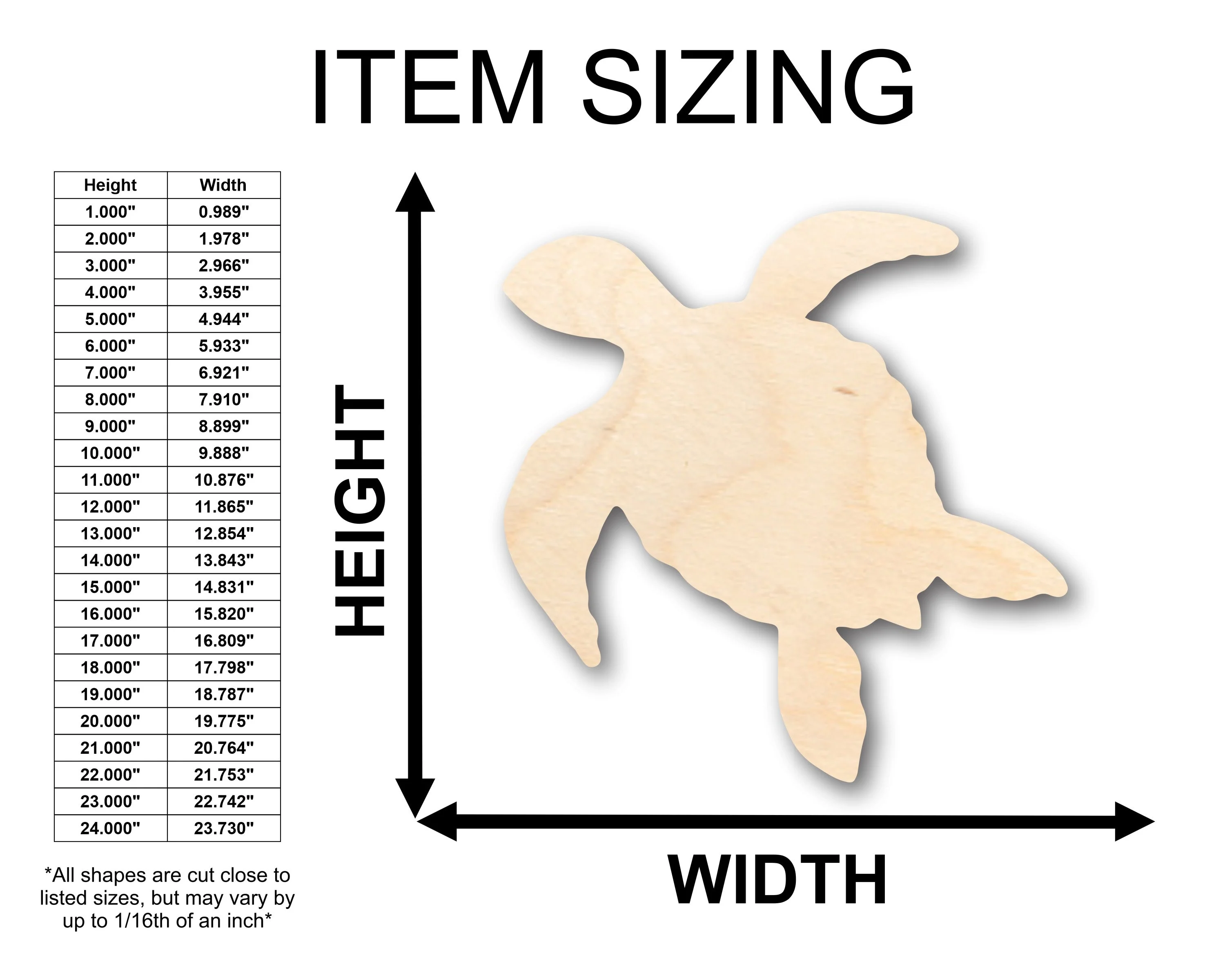 Unfinished Wood Sea Turtle Shape - Craft - up to 46" DIY - Image 2