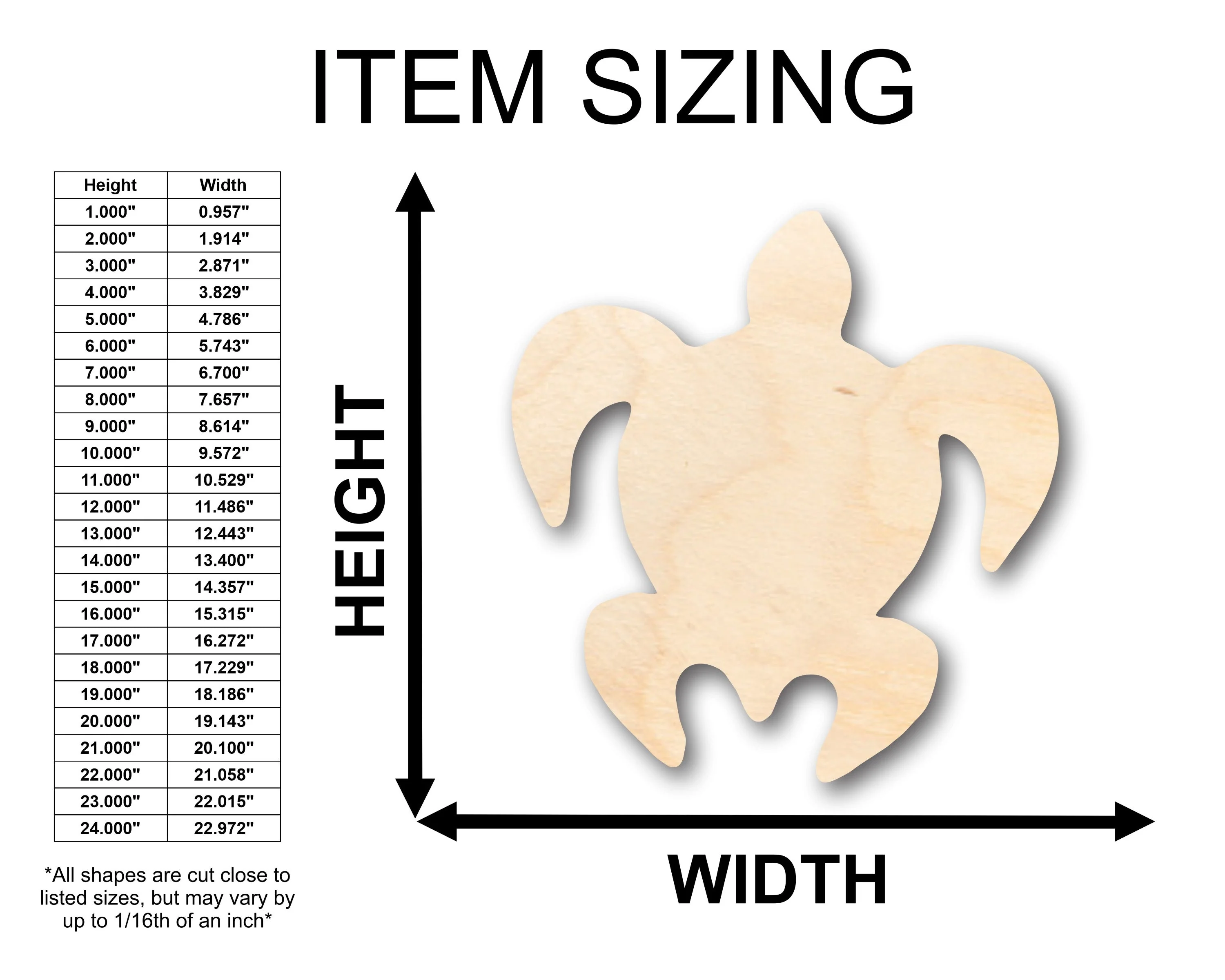 Unfinished Wood Sea Turtle Shape - Craft - up to 46" DIY - Image 2