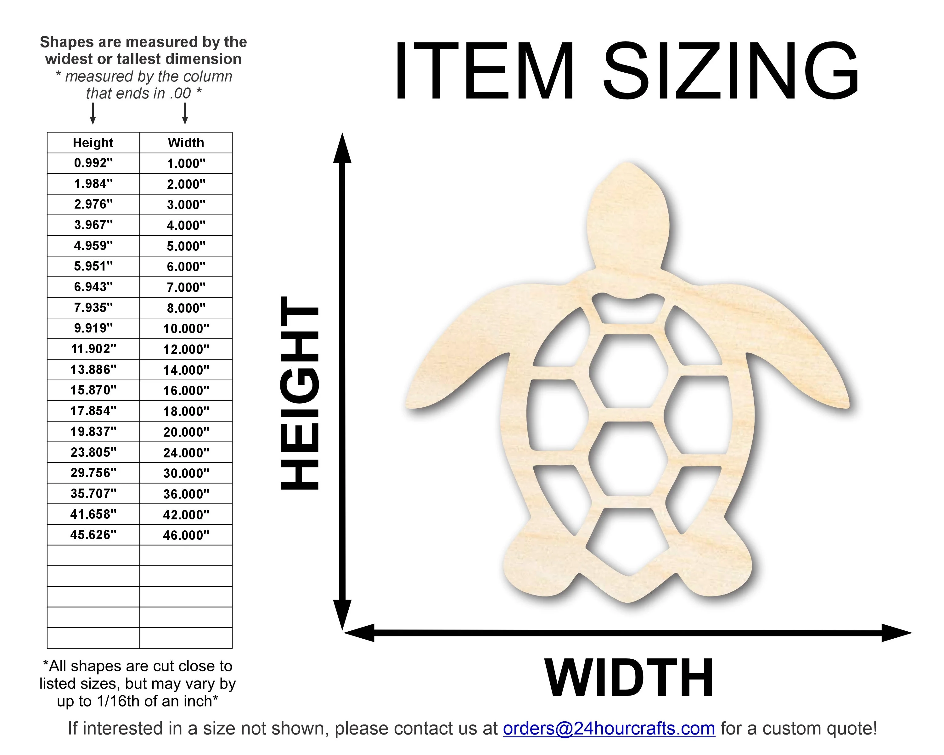 Unfinished Wood Sea Turtle Shape | JGrondz | DIY Craft Cutout | up to 46" DIY - Image 2