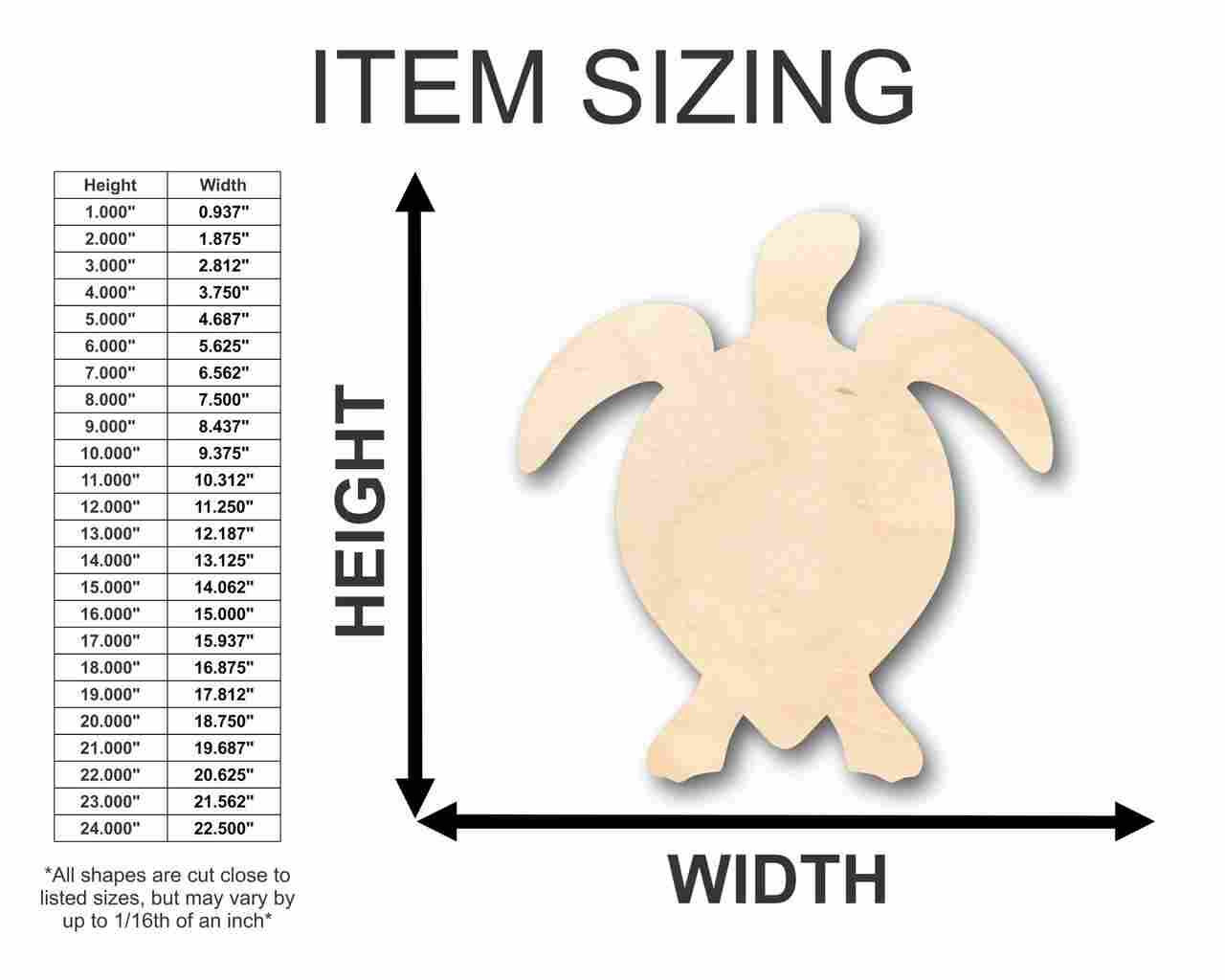 Unfinished Wood Sea Turtle Shape - Ocean - Nursery - Craft - up to 46" DIY - Image 2