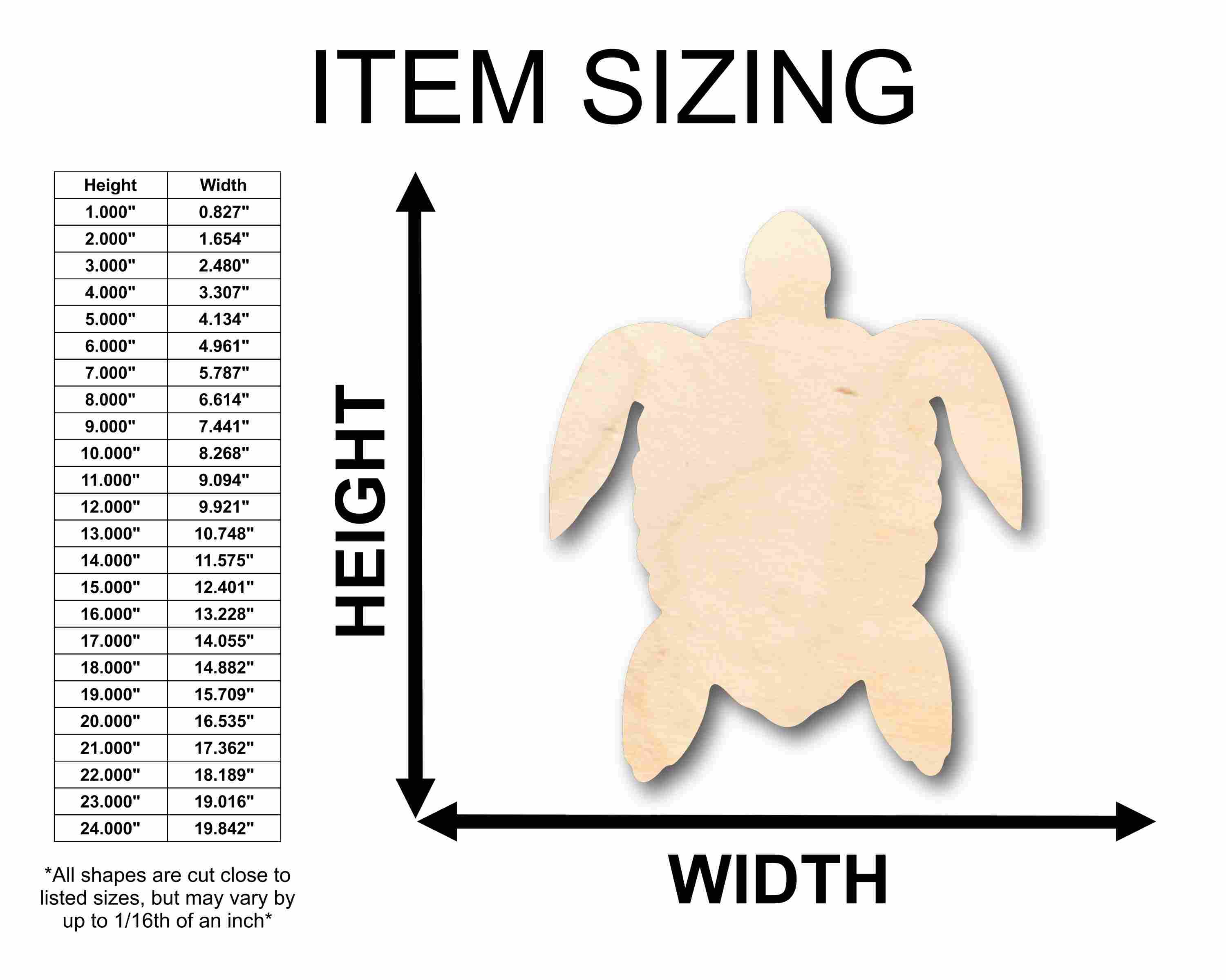 Unfinished Wood Sea Turtle Silhouette - Craft- up to 46" DIY - Image 2