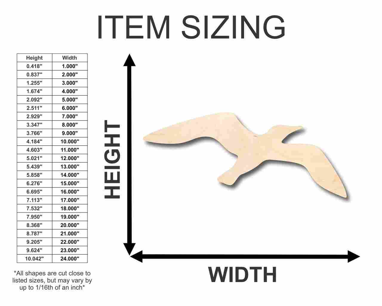 Unfinished Wood Seagull Shape - Beach - Bird - Wildlife - Craft - up to 46" DIY - Image 2