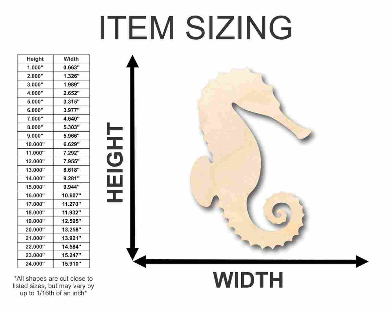 Unfinished Wood Seahorse Shape - Ocean - Nursery - Craft - up to 46" DIY - Image 2