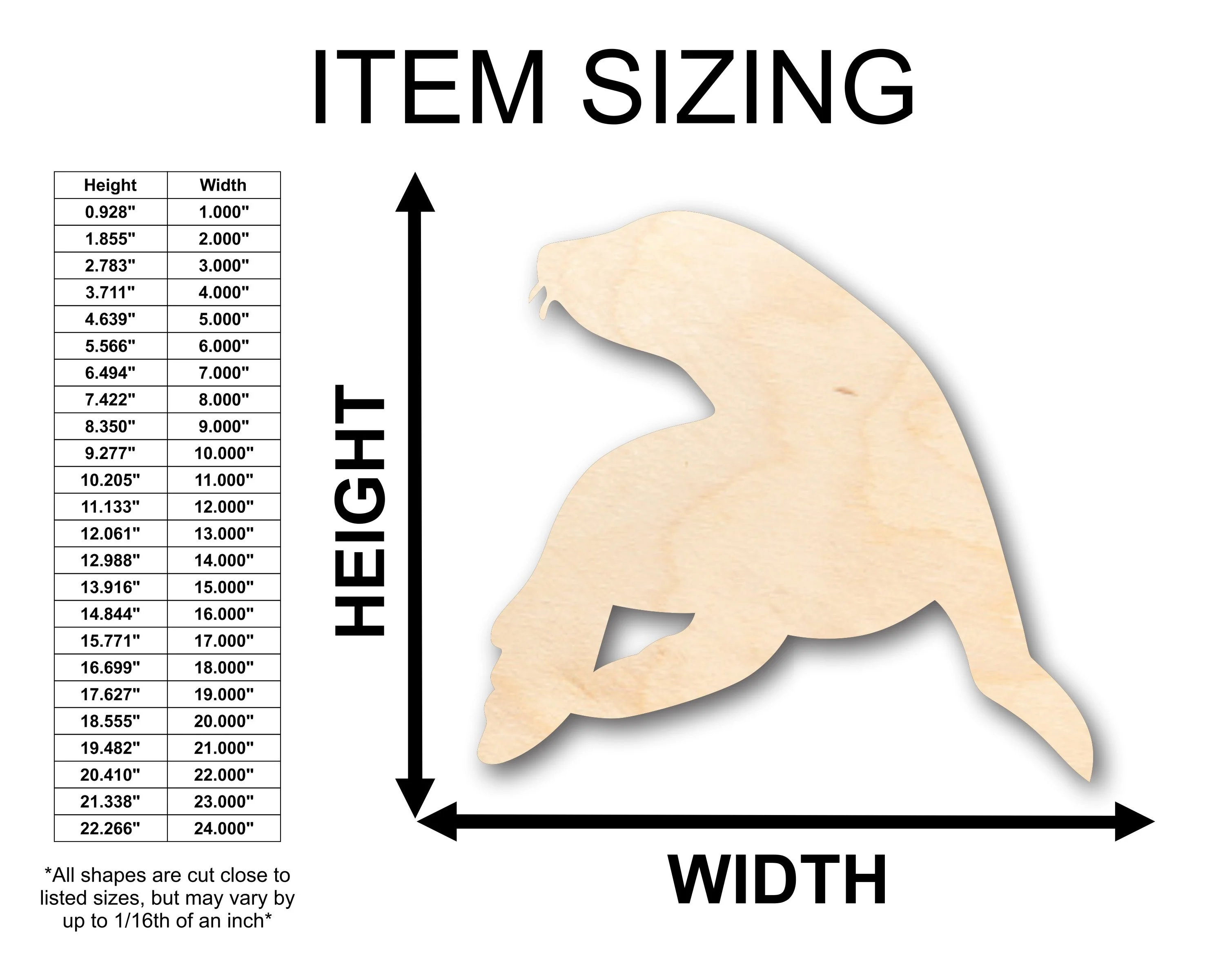 Unfinished Wood Seal Shape - Craft - up to 46" DIY - Image 2
