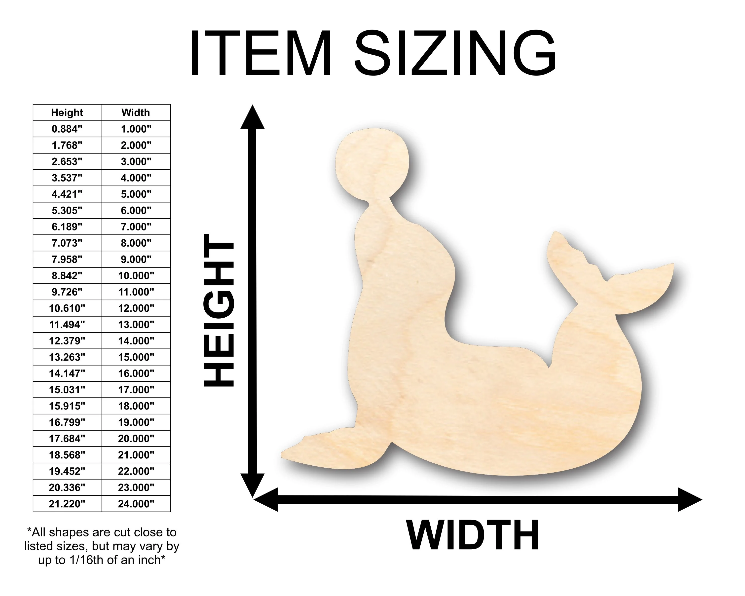 Unfinished Wood Seal Shape - Craft - up to 46" DIY - Image 2