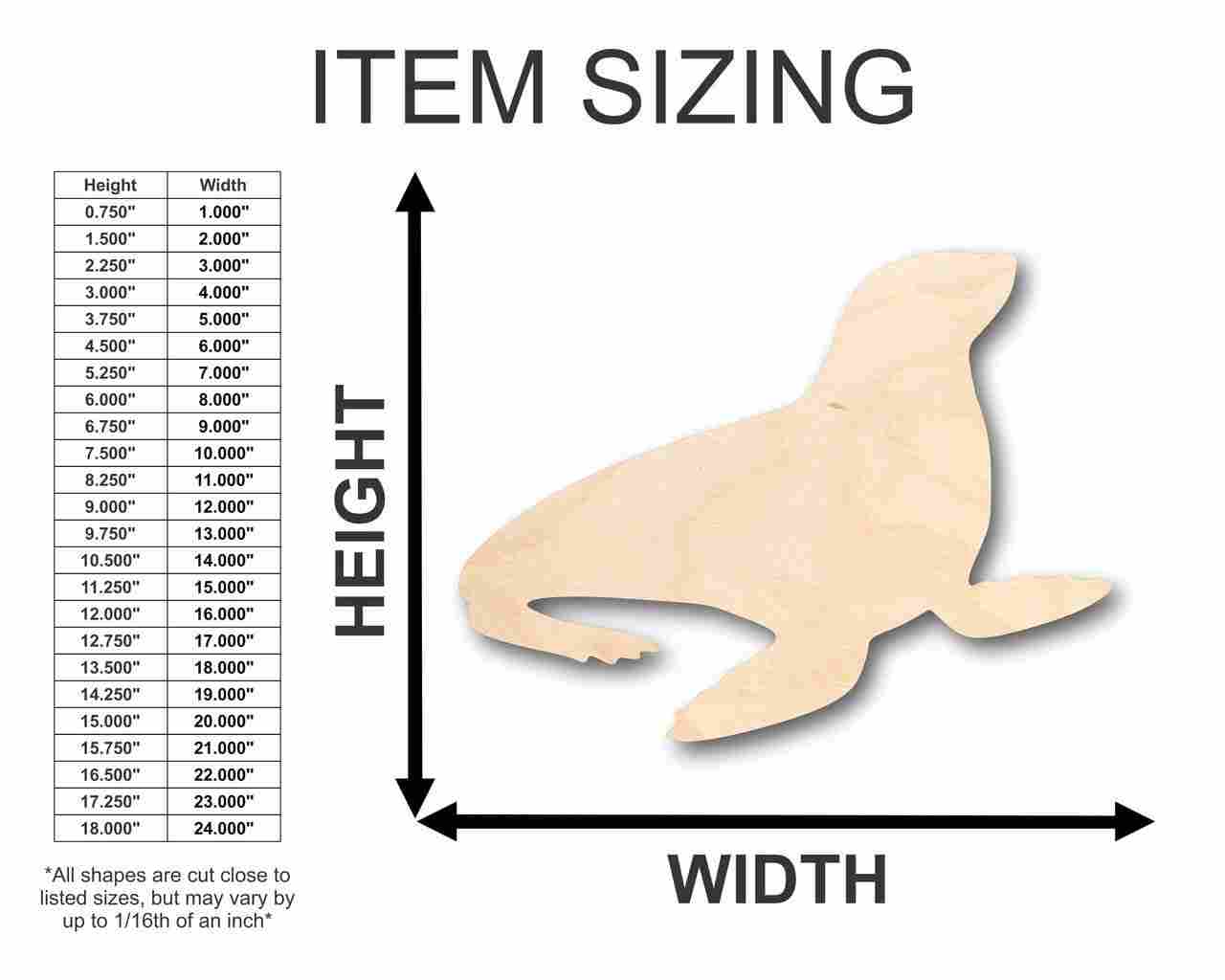 Unfinished Wood Seal Shape - Ocean - Nursery - Craft - up to 46" DIY - Image 2