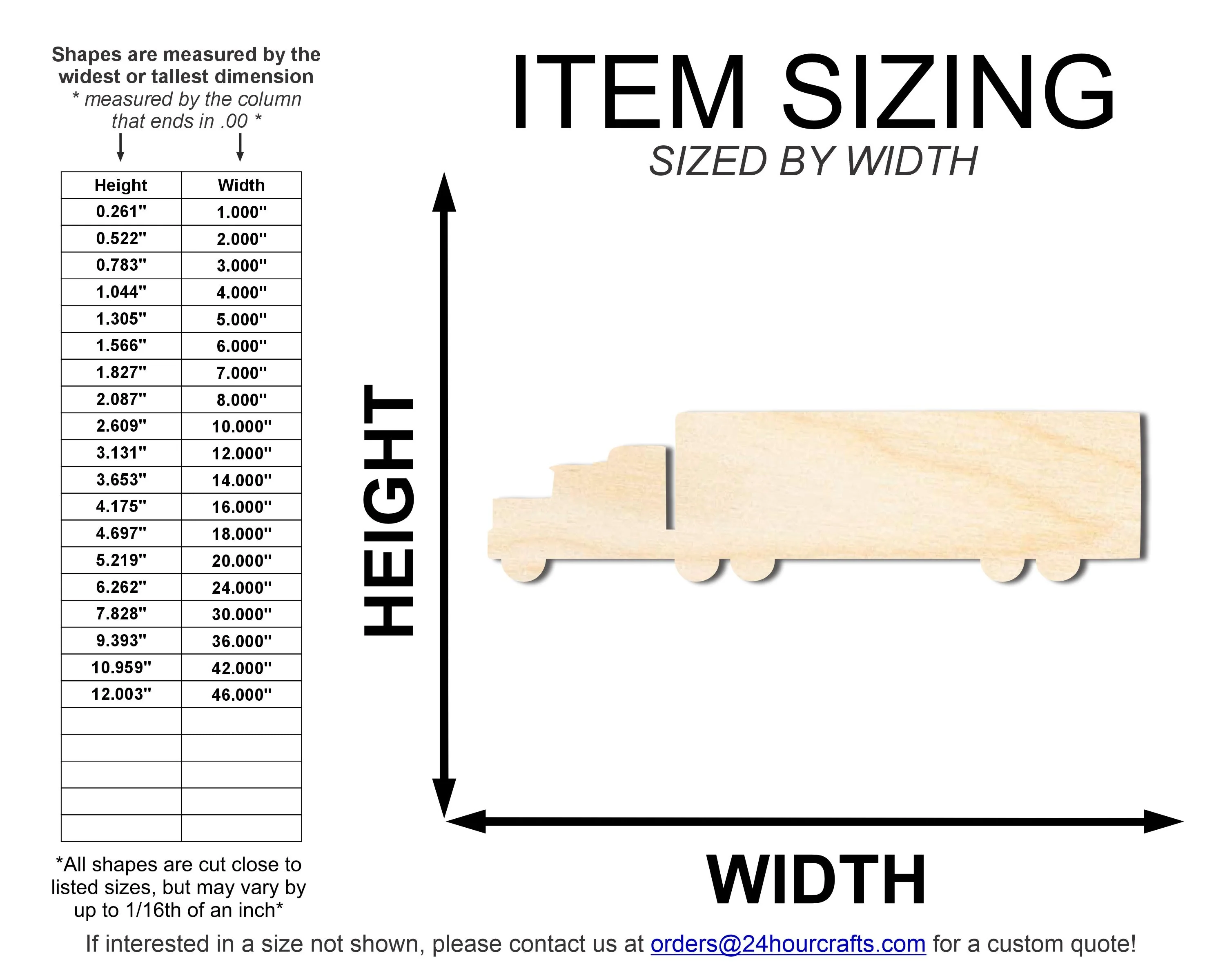 Unfinished Wood Semi Truck Shape | DIY Craft Cutout | up to 46" DIY - Image 2