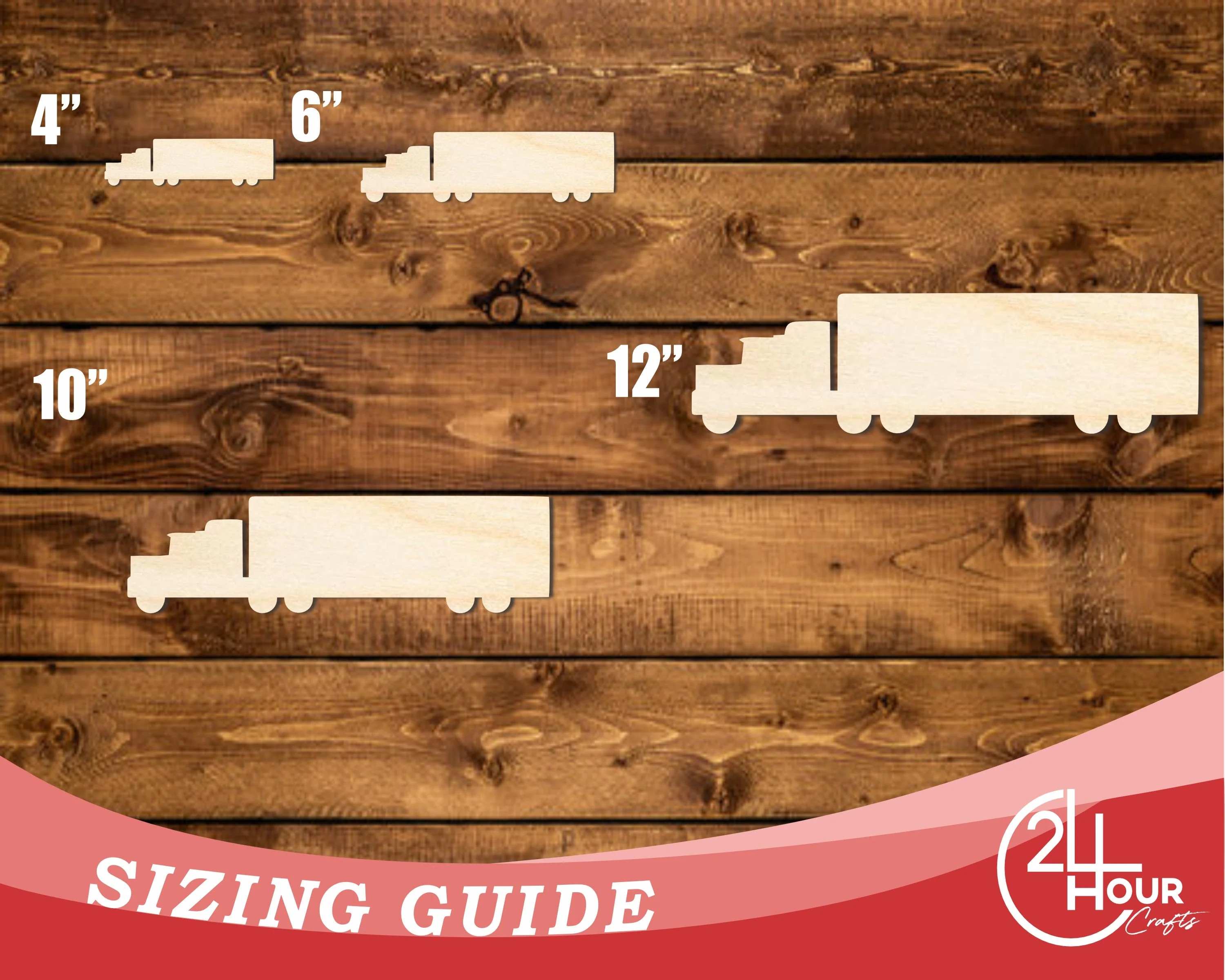 Unfinished Wood Semi Truck Shape | DIY Craft Cutout | up to 46" DIY - Image 3