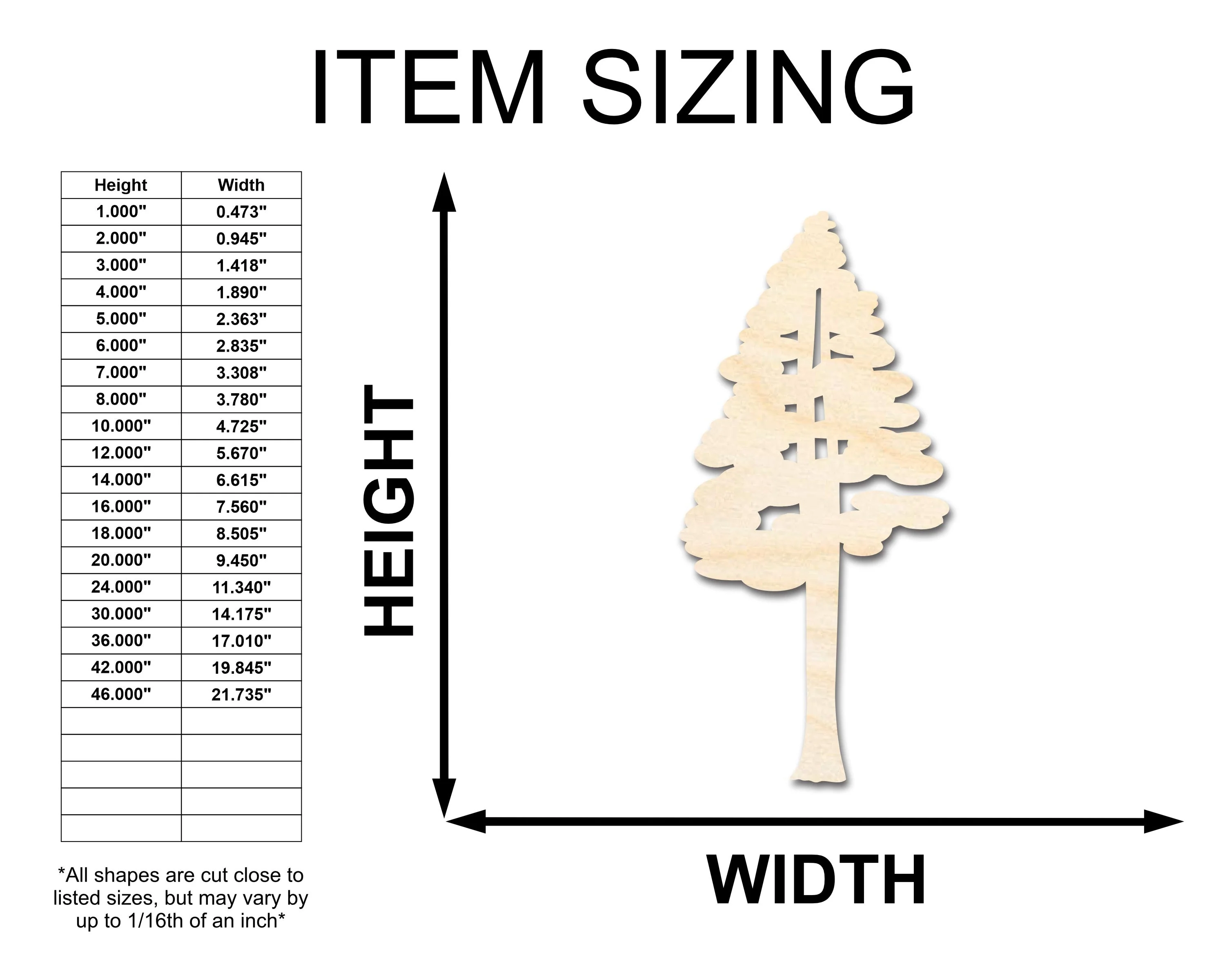 Unfinished Wood Sequoia Tree Shape - Craft - up to 46" - Image 2