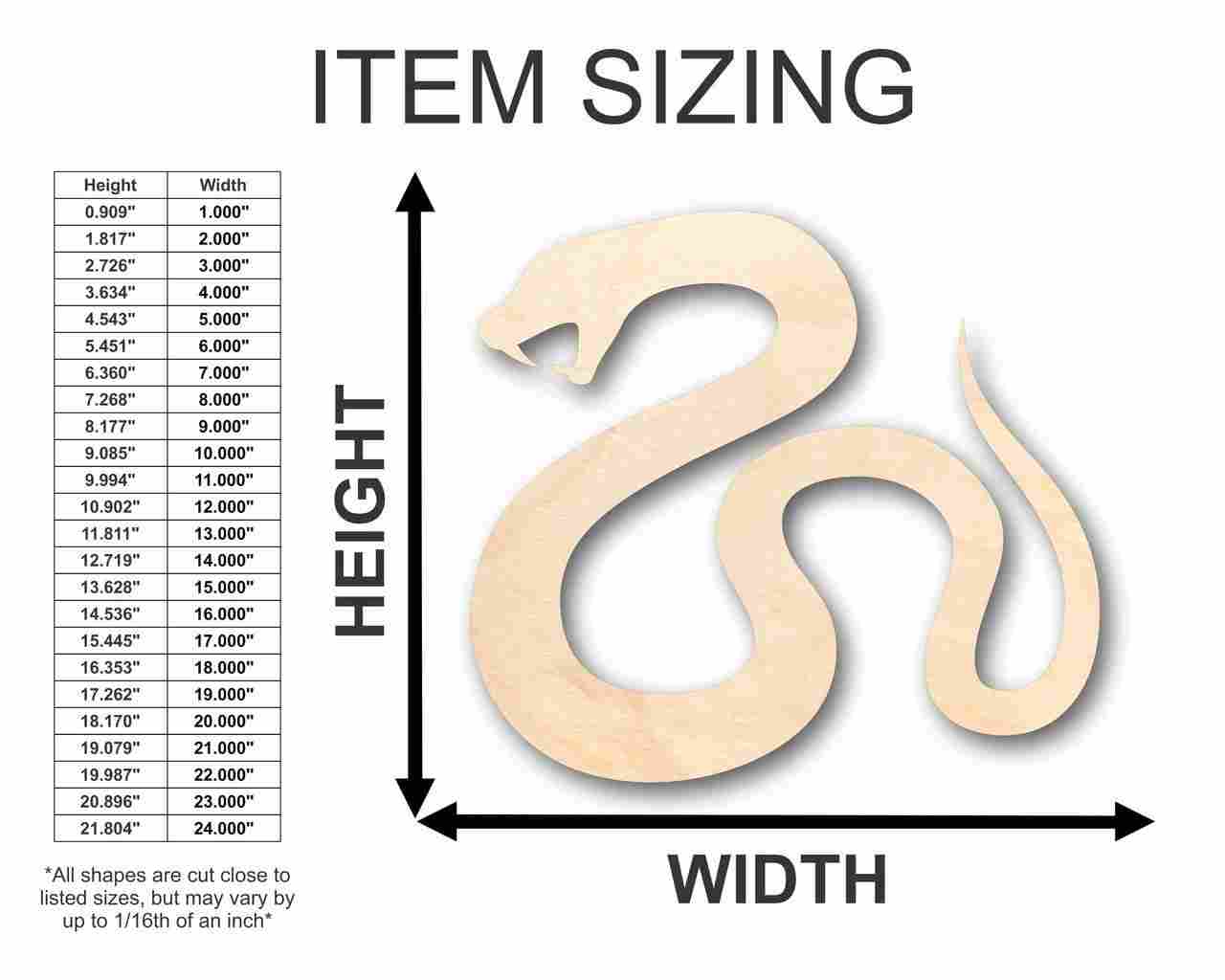 Unfinished Wood Serpent Snake Shape - Animal - Wildlife - Craft - up to 46" DIY - Image 2