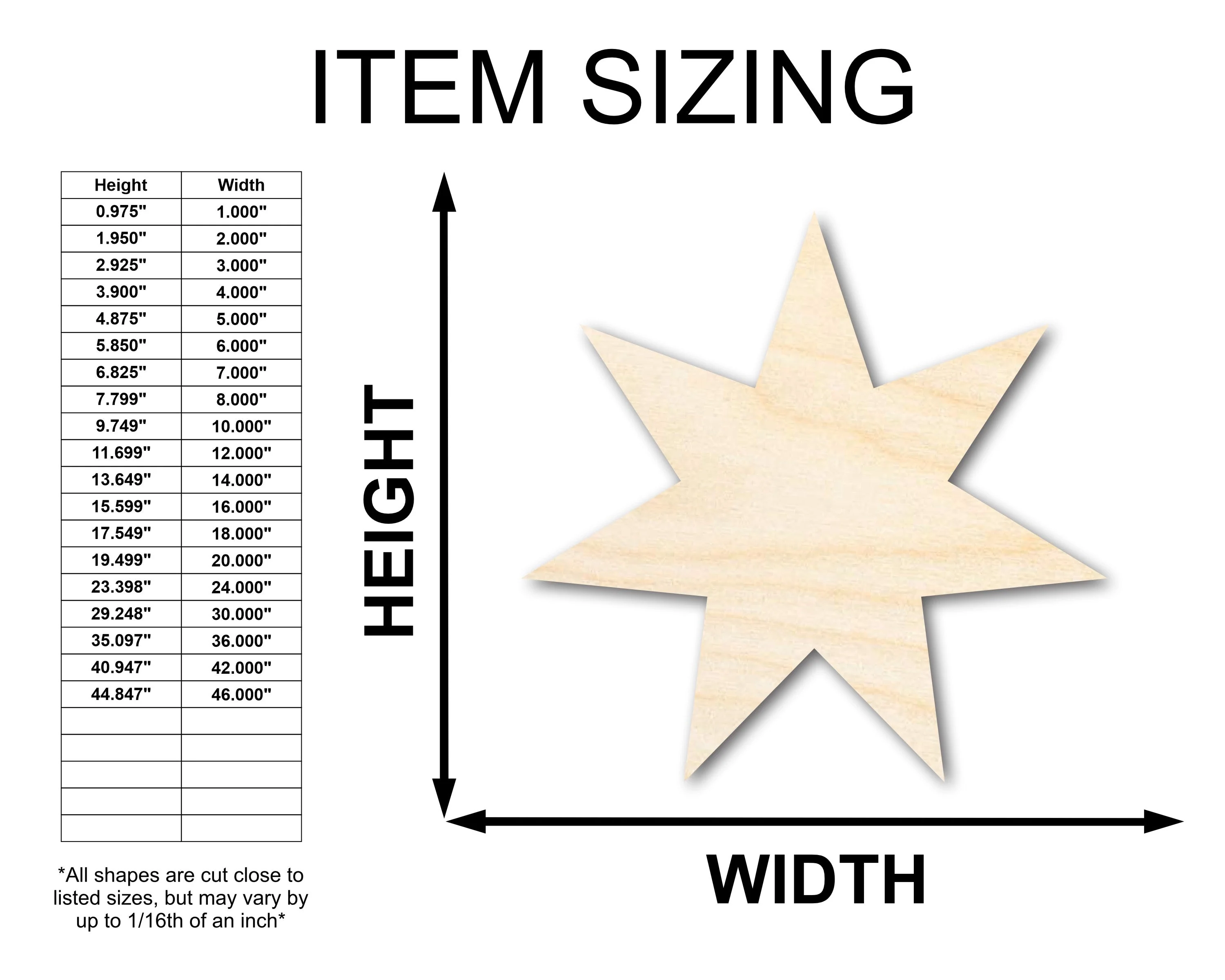 Unfinished Wood Seven Pointed Star Shape - Craft - up to 46" DIY - Image 2