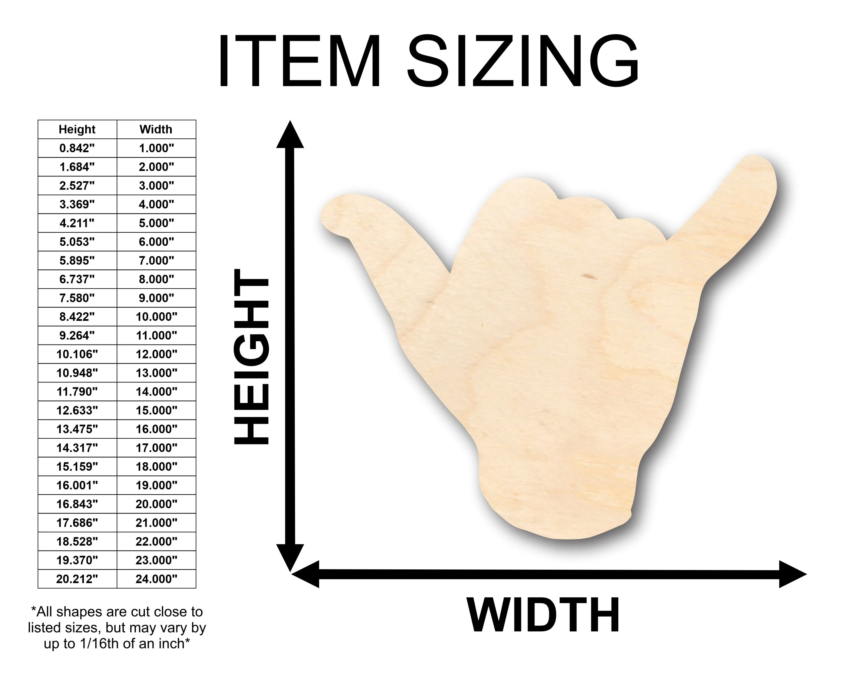 Unfinished Wood Shaka Shape - Craft - up to 46" DIY - Image 2