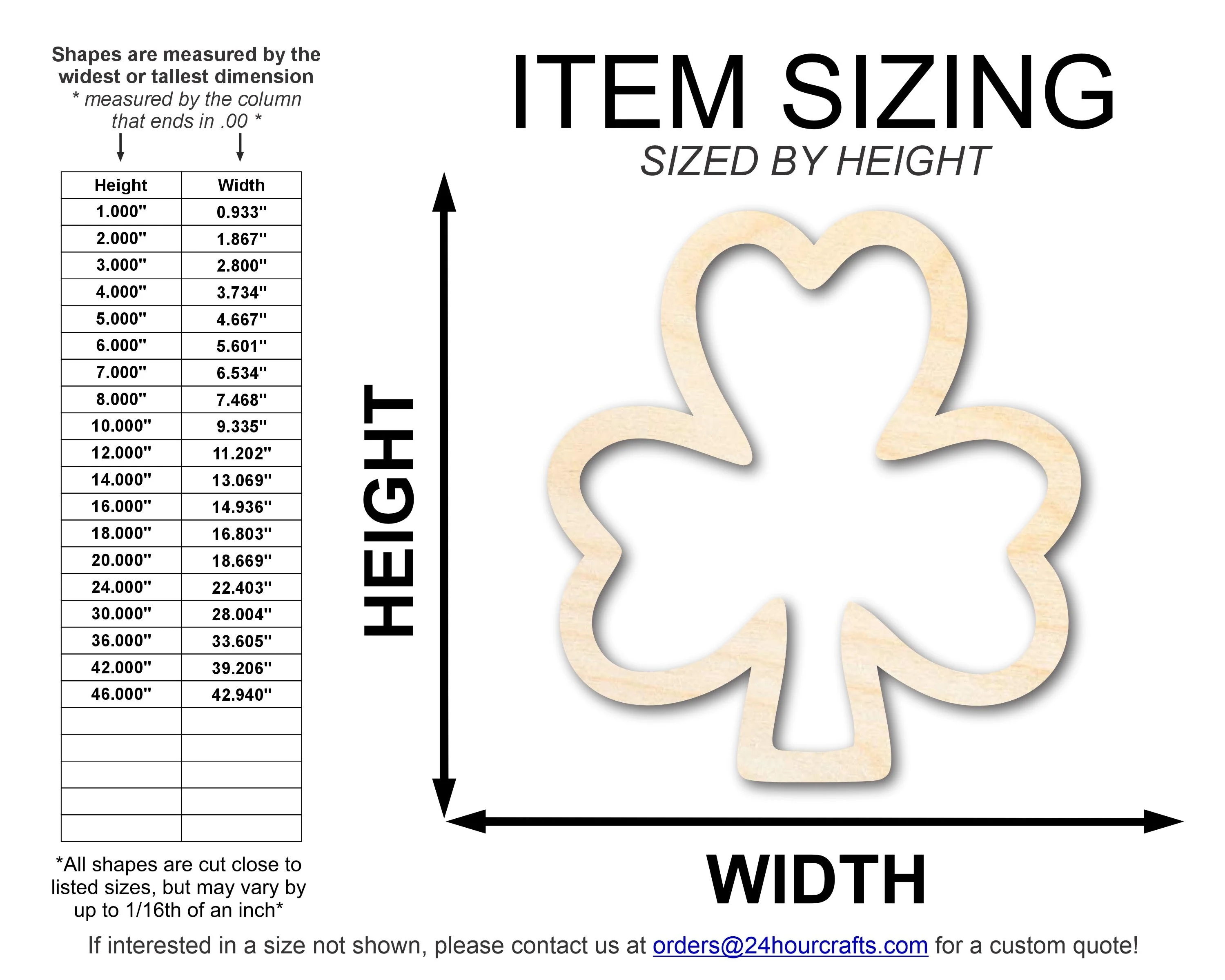 Unfinished Wood Shamrock Outline Shape | DIY Craft Cutout | up to 46" DIY - Image 2