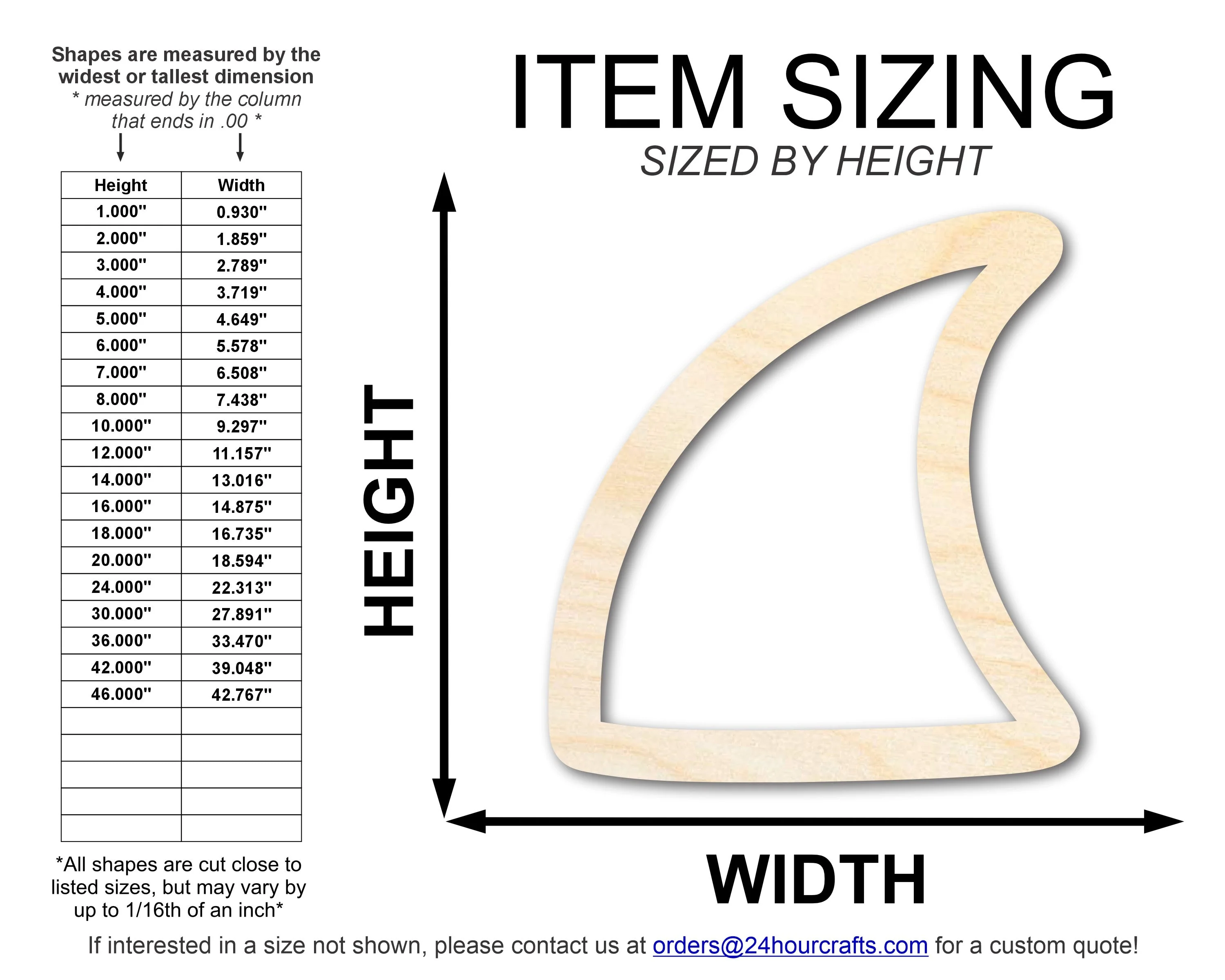 Unfinished Wood Shark Fin Outline Shape | DIY Craft Cutout | up to 46" DIY - Image 2
